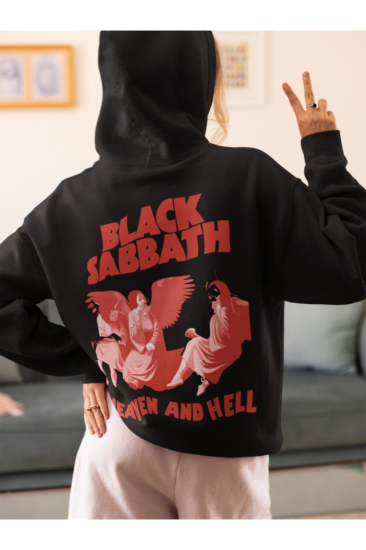 SEVBANO Black Sabbath Heaven And Hell Baskılı Unisex Oversize Müzik Grubu Hoodie