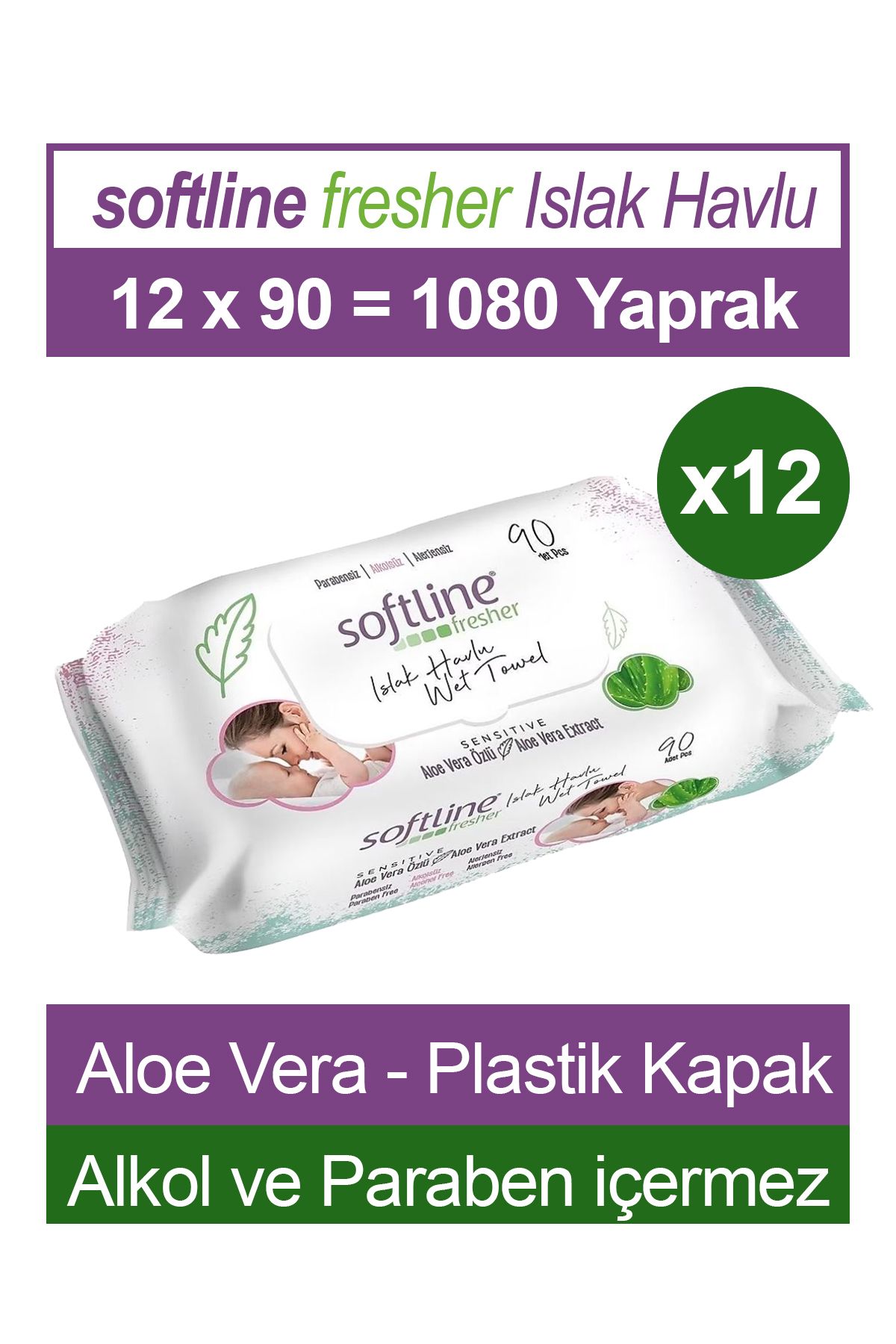 St Morritz Fresher Sensitive 90 Yaprak 12 Paket Islak Mendil Aloevera Özlü