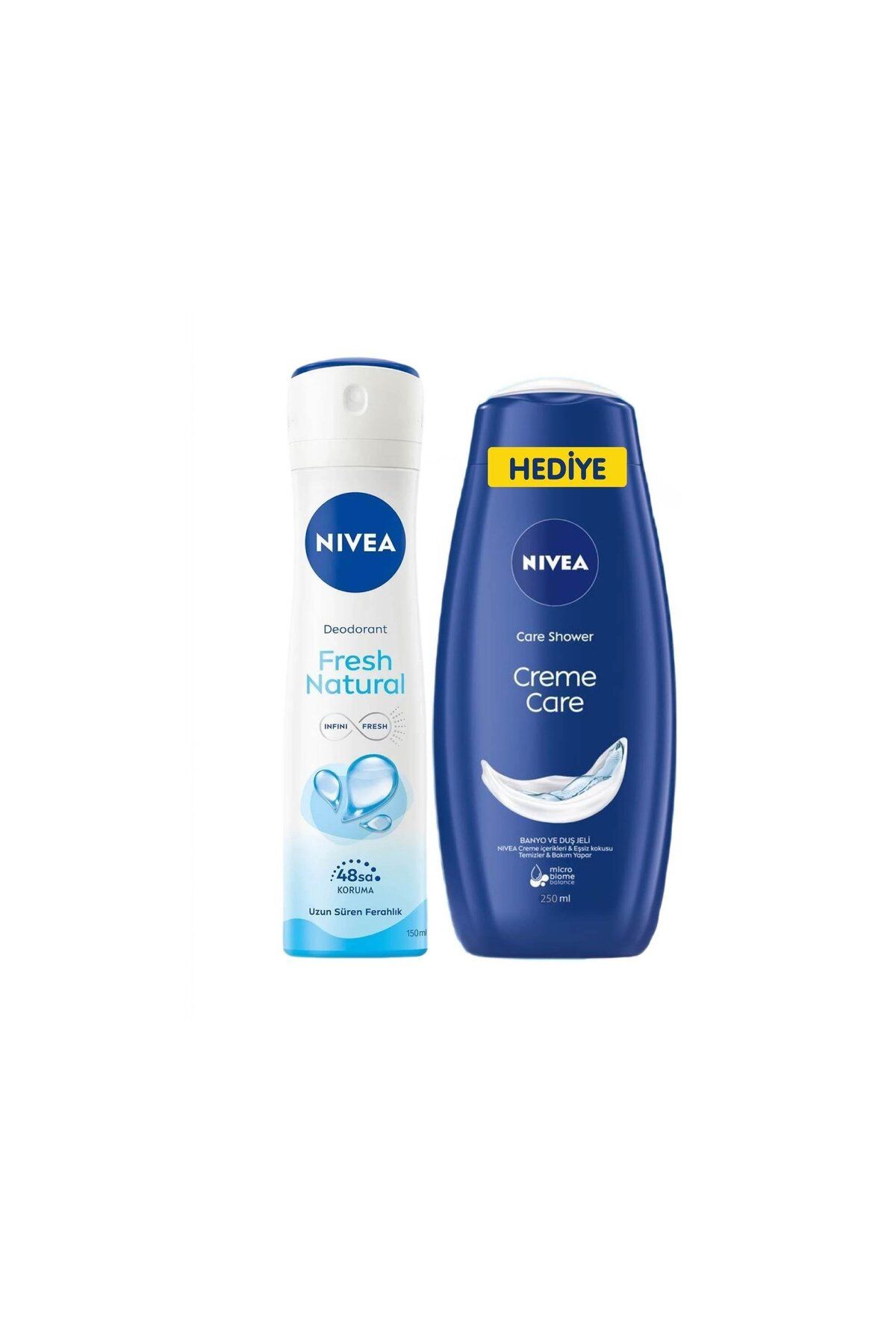 NIVEA Deodorant Sprey Fresh Natural Women 150 ml + Duş Jeli Crème Care 250 ml