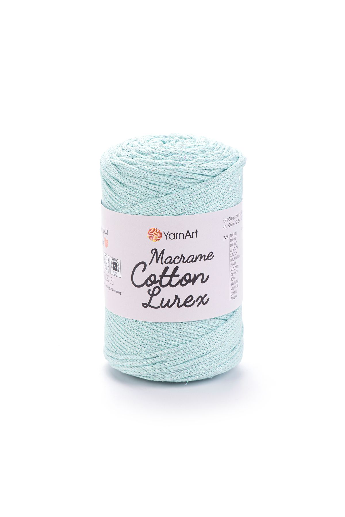 Yarnart Macrame Cotton Lurex - Macrame Cu Sclipici, Tricotat Manual Cyan-738 - One Size