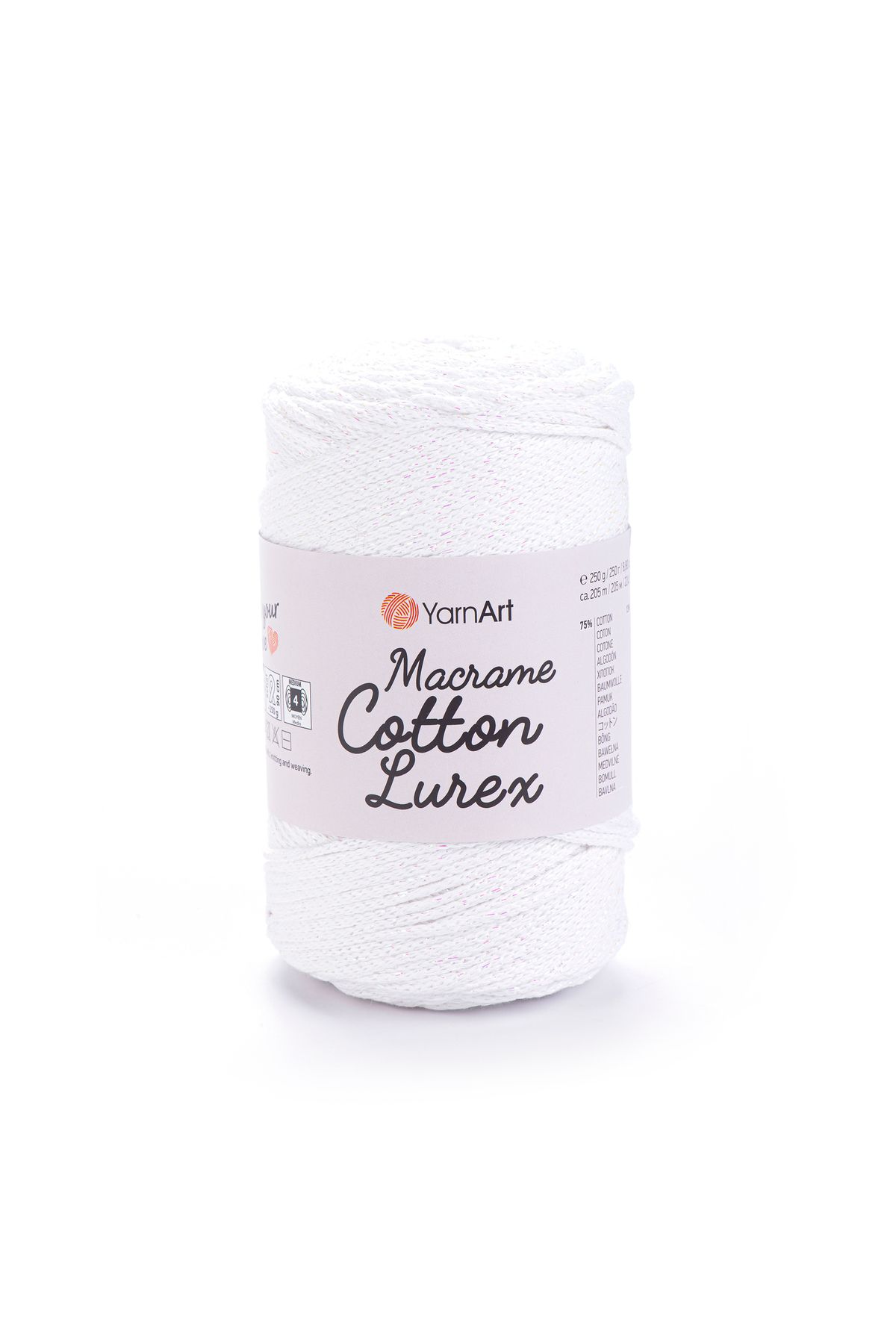 Yarnart-Macrame Cotton Lurex - Macrame cu sclipici tricotat manual alb-721 1
