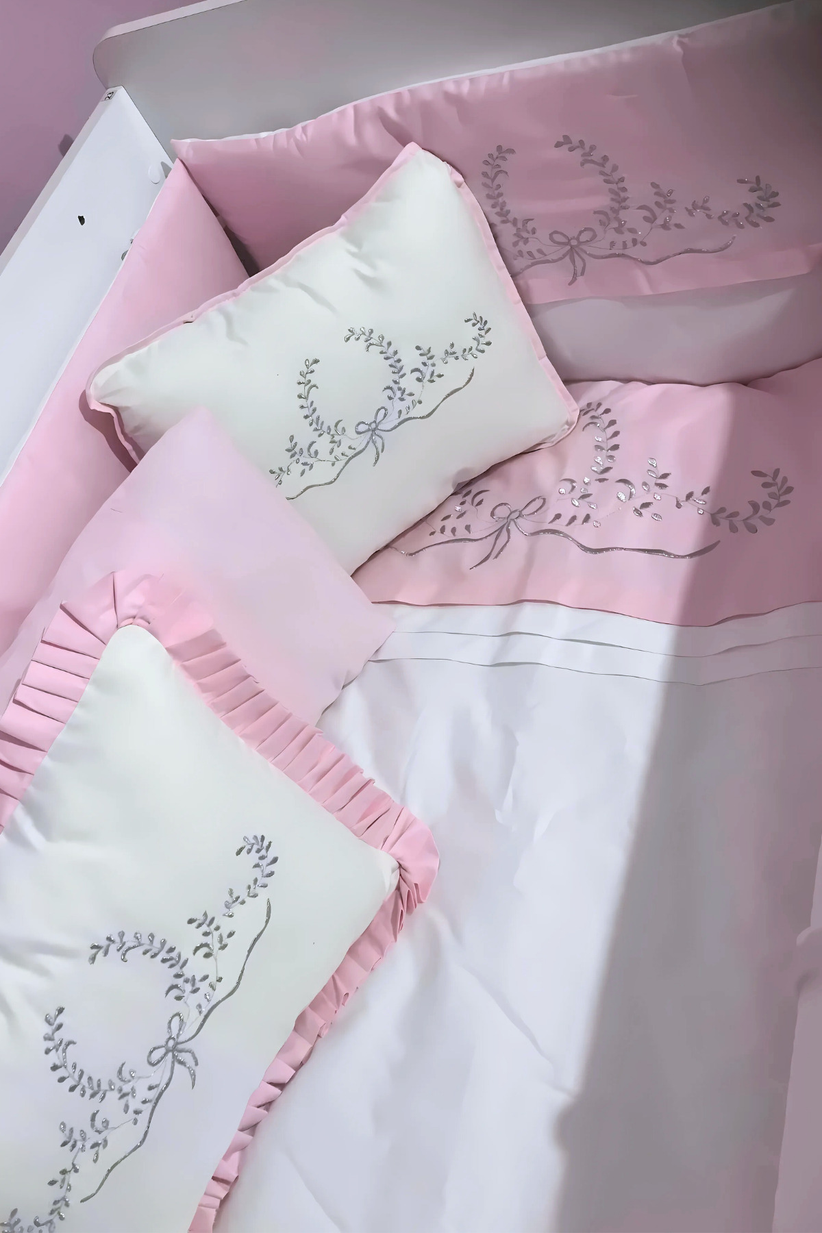 Kista Baby Bebek Uyku Seti Nevresim Takımı 80x130 Silver Pembe fotoğrafı 4 (önizleme)