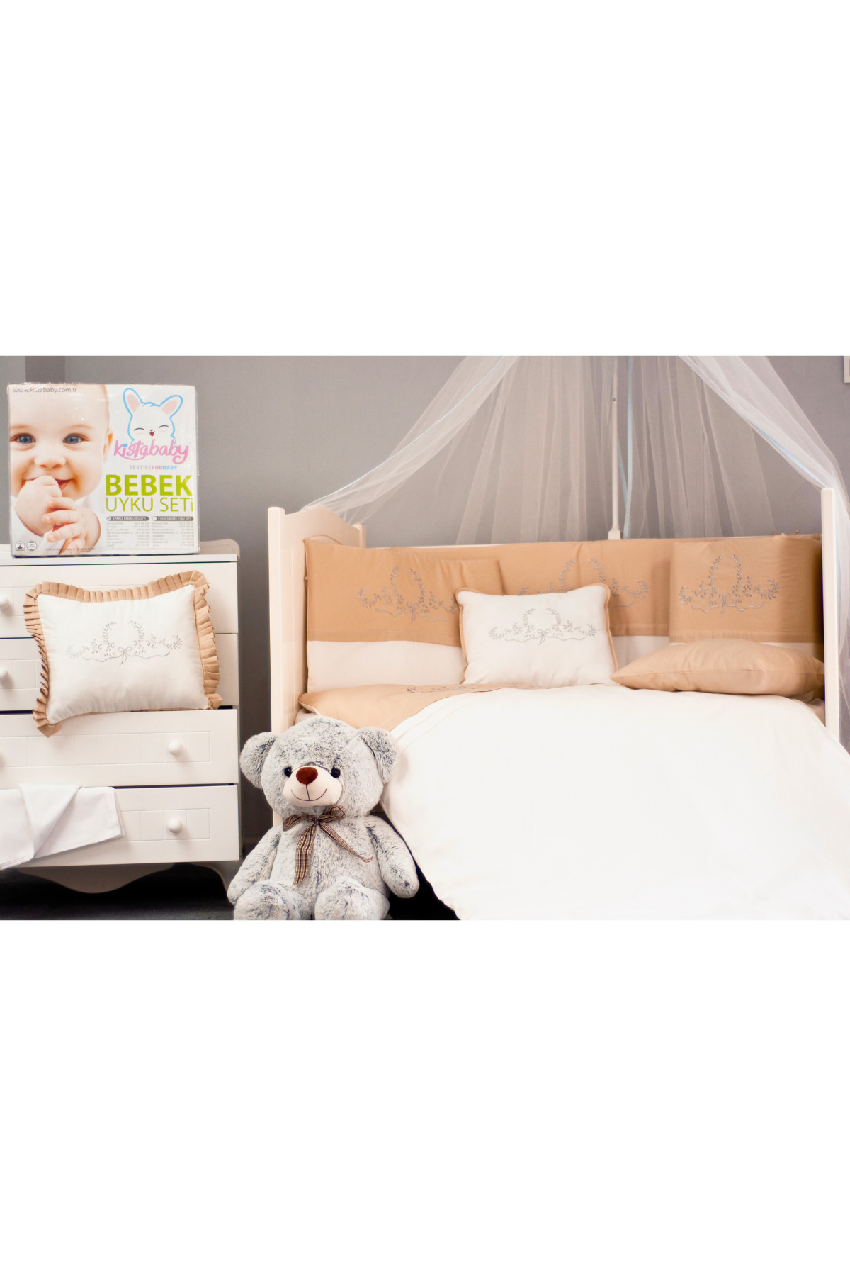 Kista Baby Bebek Uyku Seti Nevresim Takımı 70x130 Silver Kahverengi fotoğrafı 2 (önizleme)