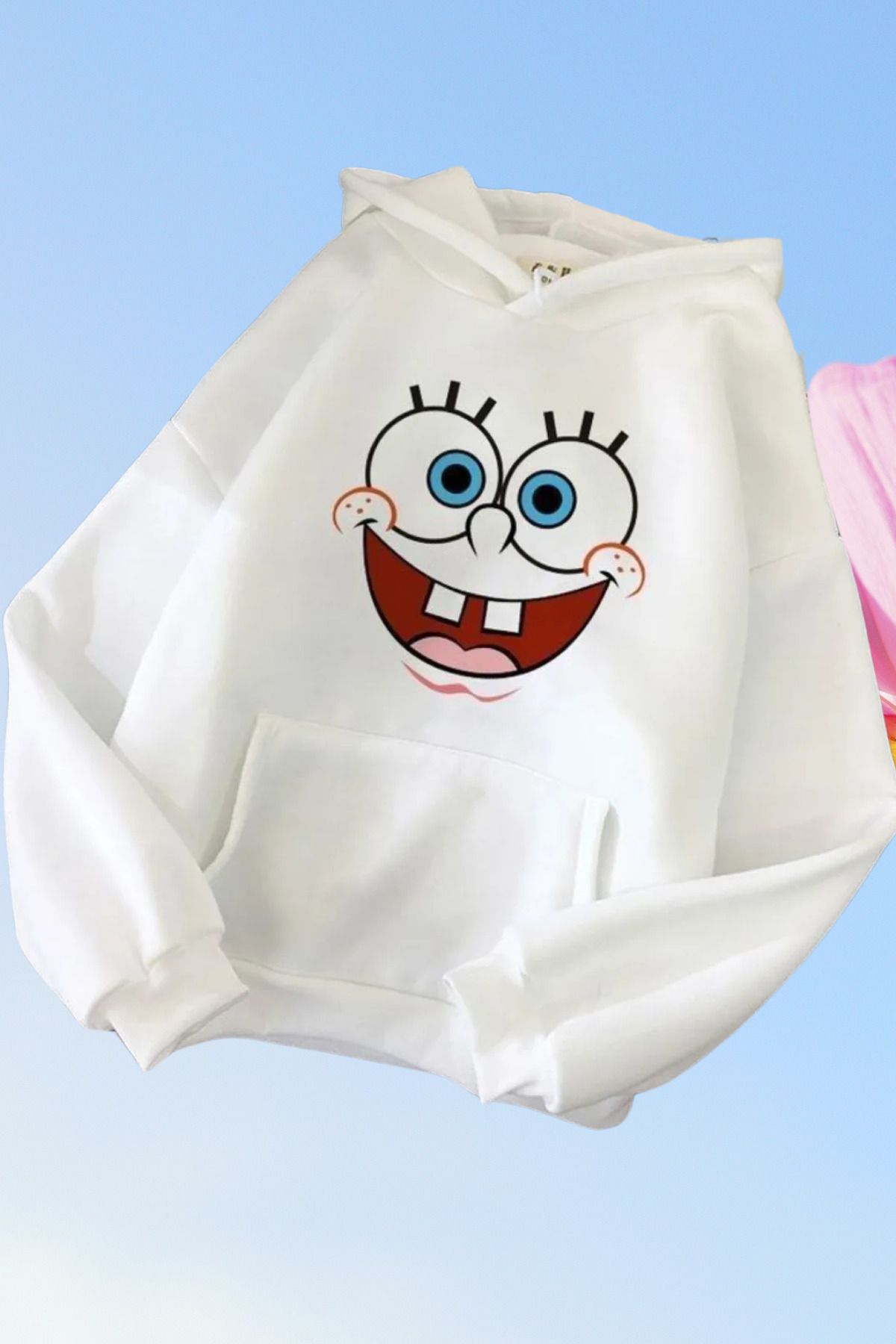 Wish BF Cartoon Baskılı Kapüşonlu Sweatshirt Hoodie