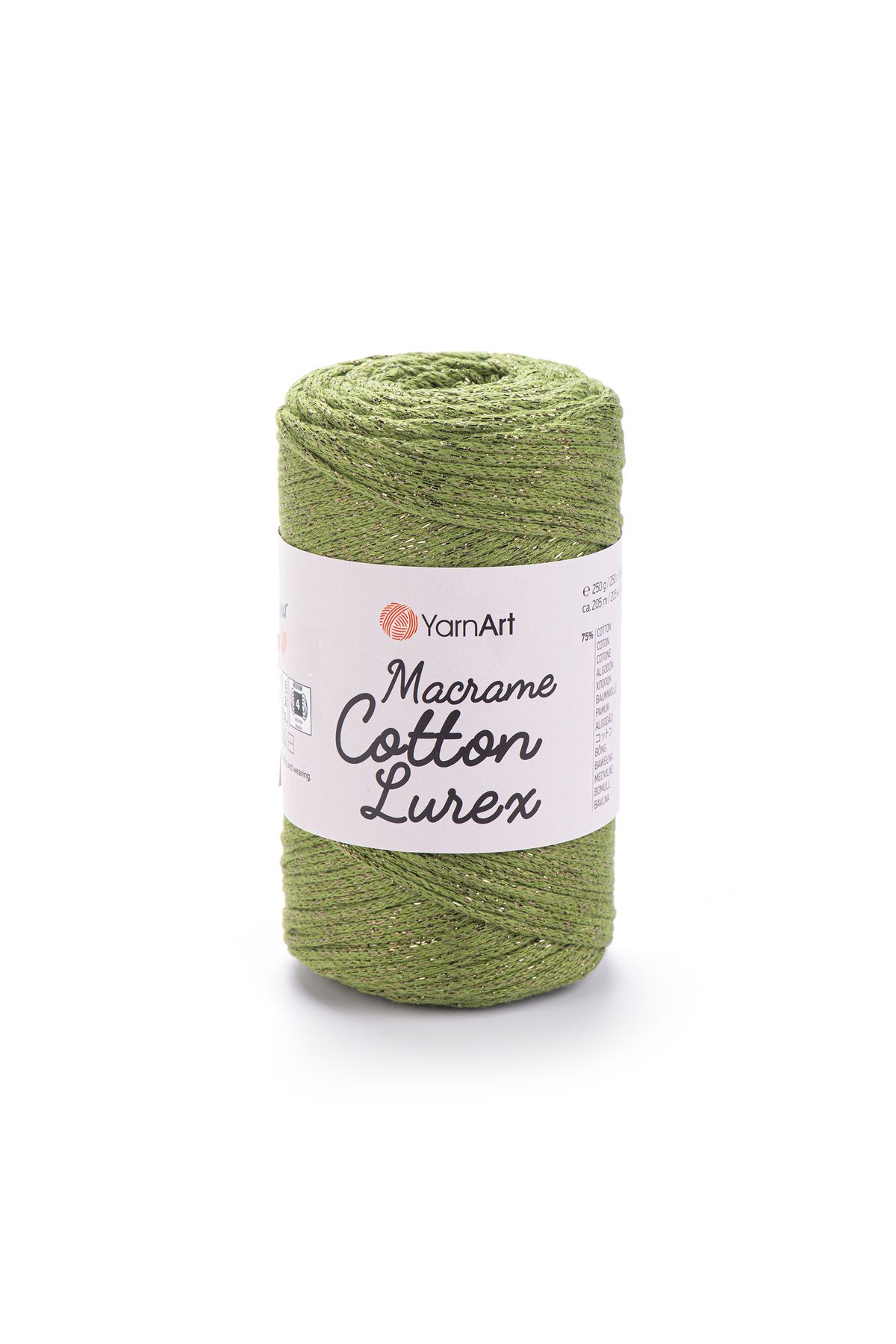 Yarnart-Macrame Cotton Lurex - Macrame cu sclipici tricotat manual verde olive-741 1
