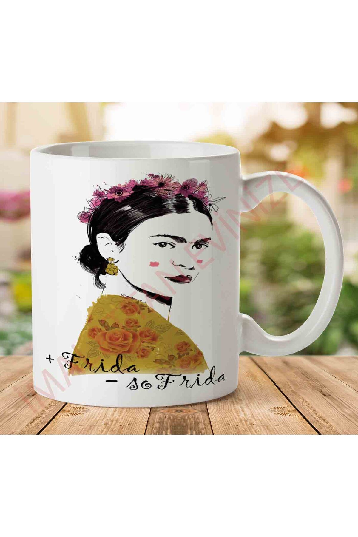 ART HEDİYE 1-1009 Frida Kahlo İki Tarafı Baskılı Kupa Bardak