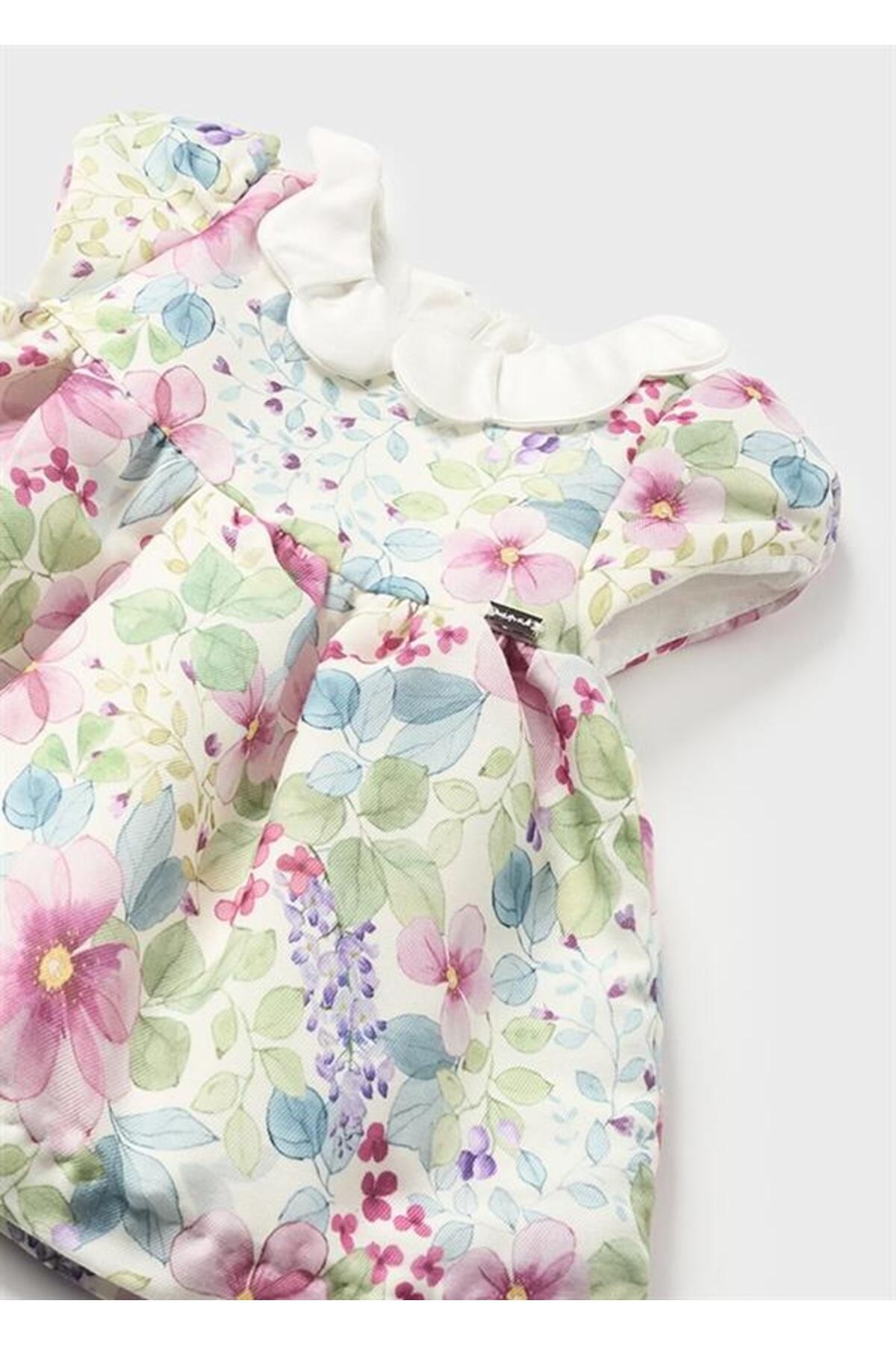 MAYORAL-Newborn Girl Floral Print Ruffle Collar Dress 3