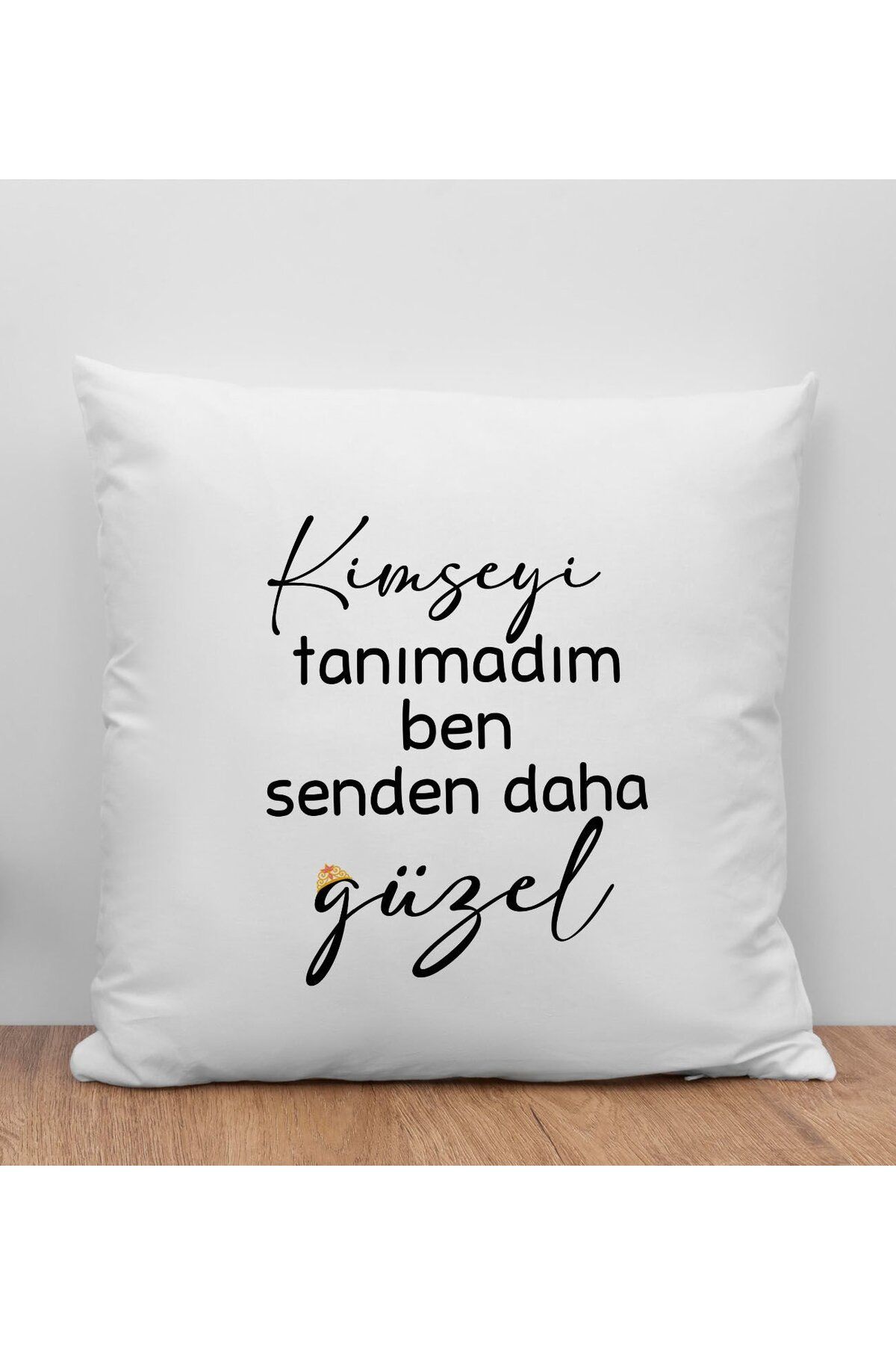 Bk Gift Kimseyi Tanımadım Ben Tasarımlı Beyaz Kırlent Yastık, Arkadaşa Hediye,