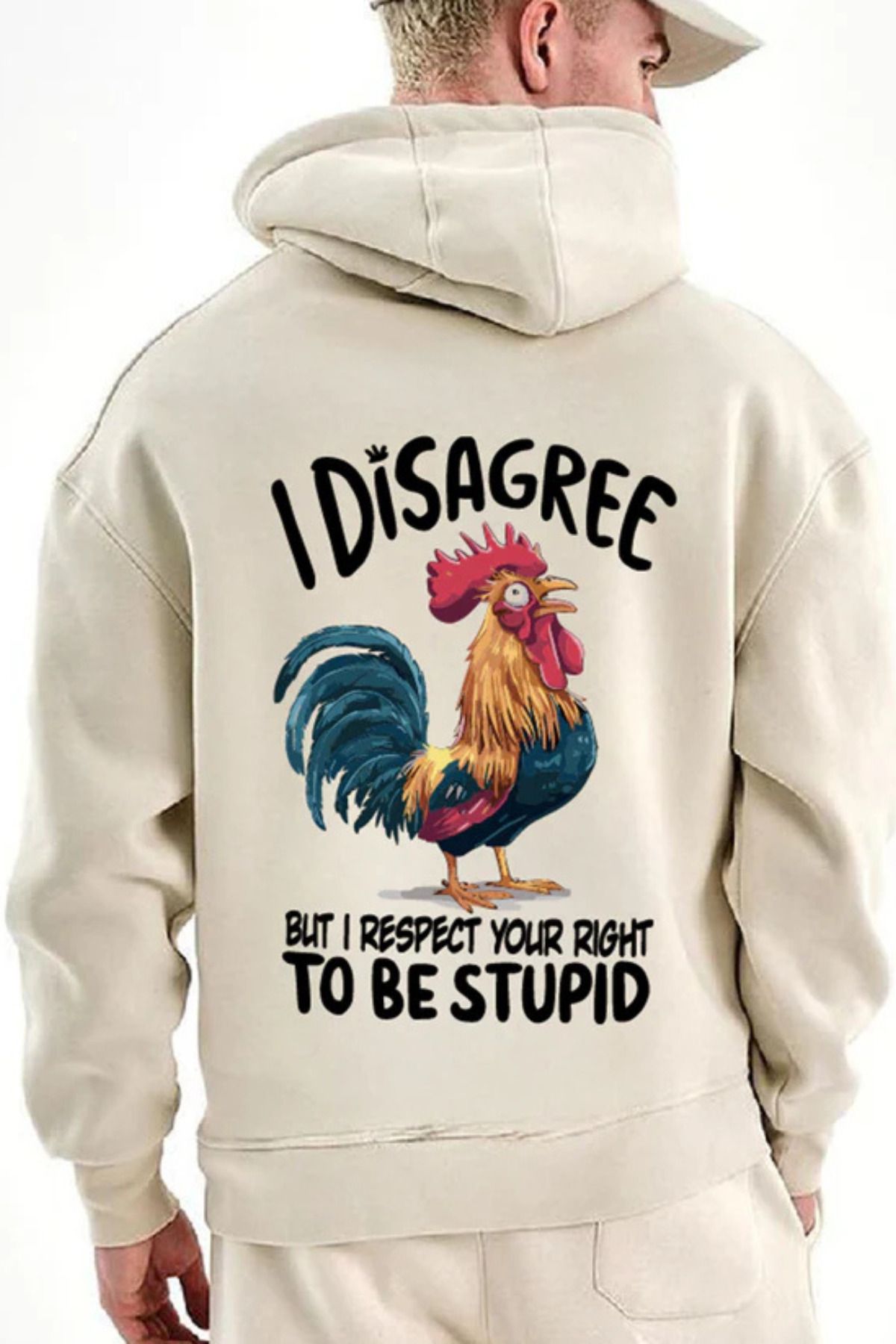 Wish BF DisagreeBaskılı Kapüşonlu Sweatshirt Hoodie