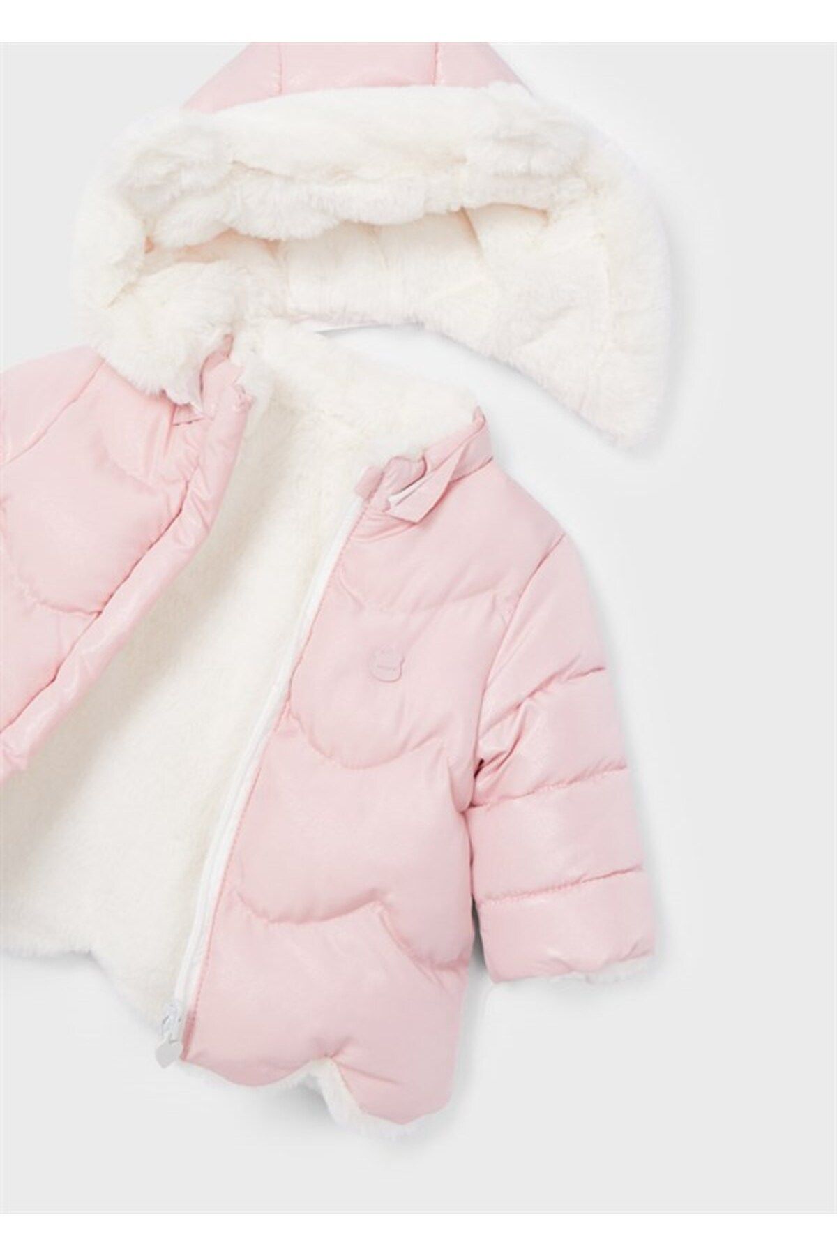 MAYORAL-Newborn Girl Pompom Hooded Double Sided Coat 4