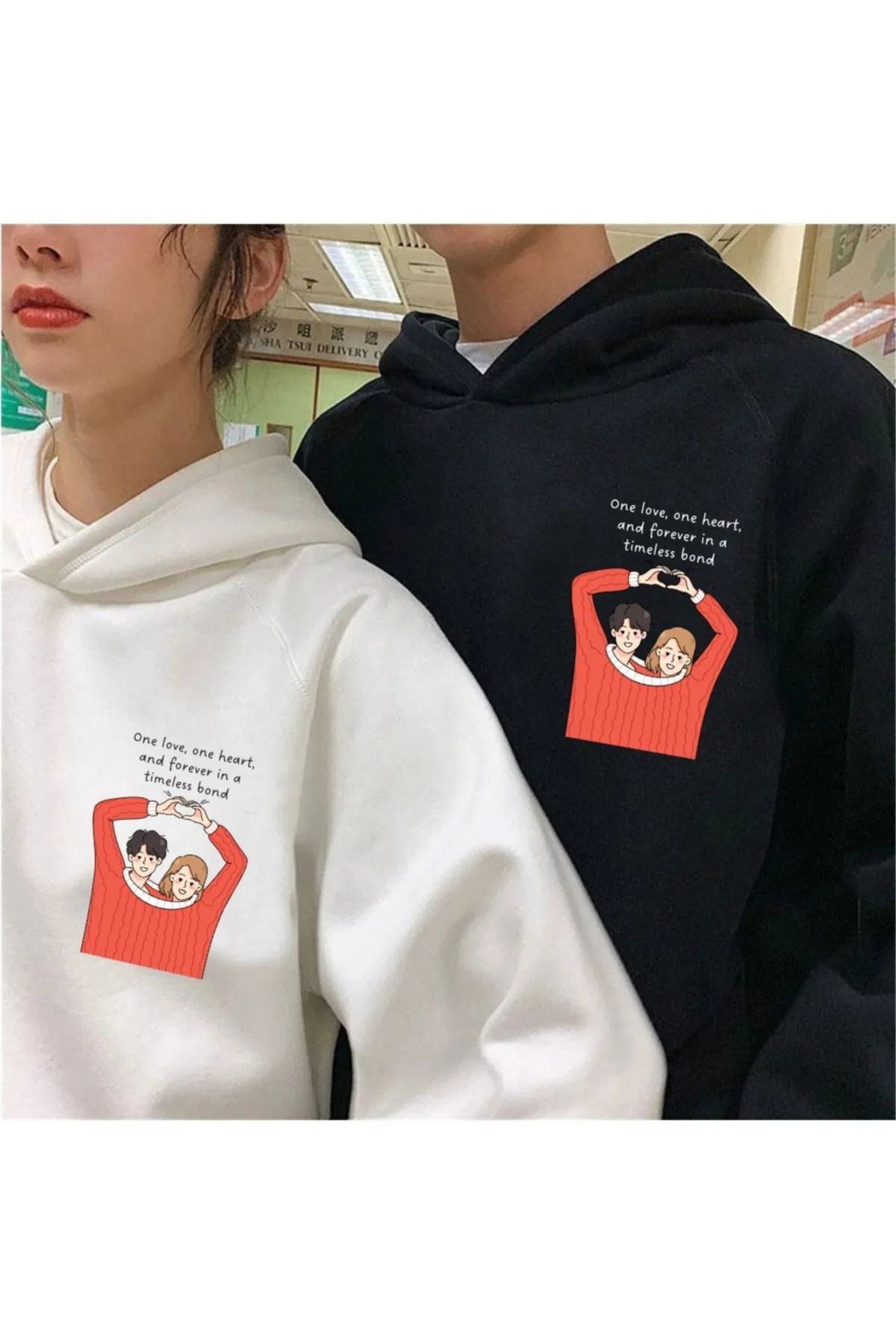 FECCY Pamuklu Kapşonlu Sweatshirt Çift Sevgili Kombinleri Couple Clothing5