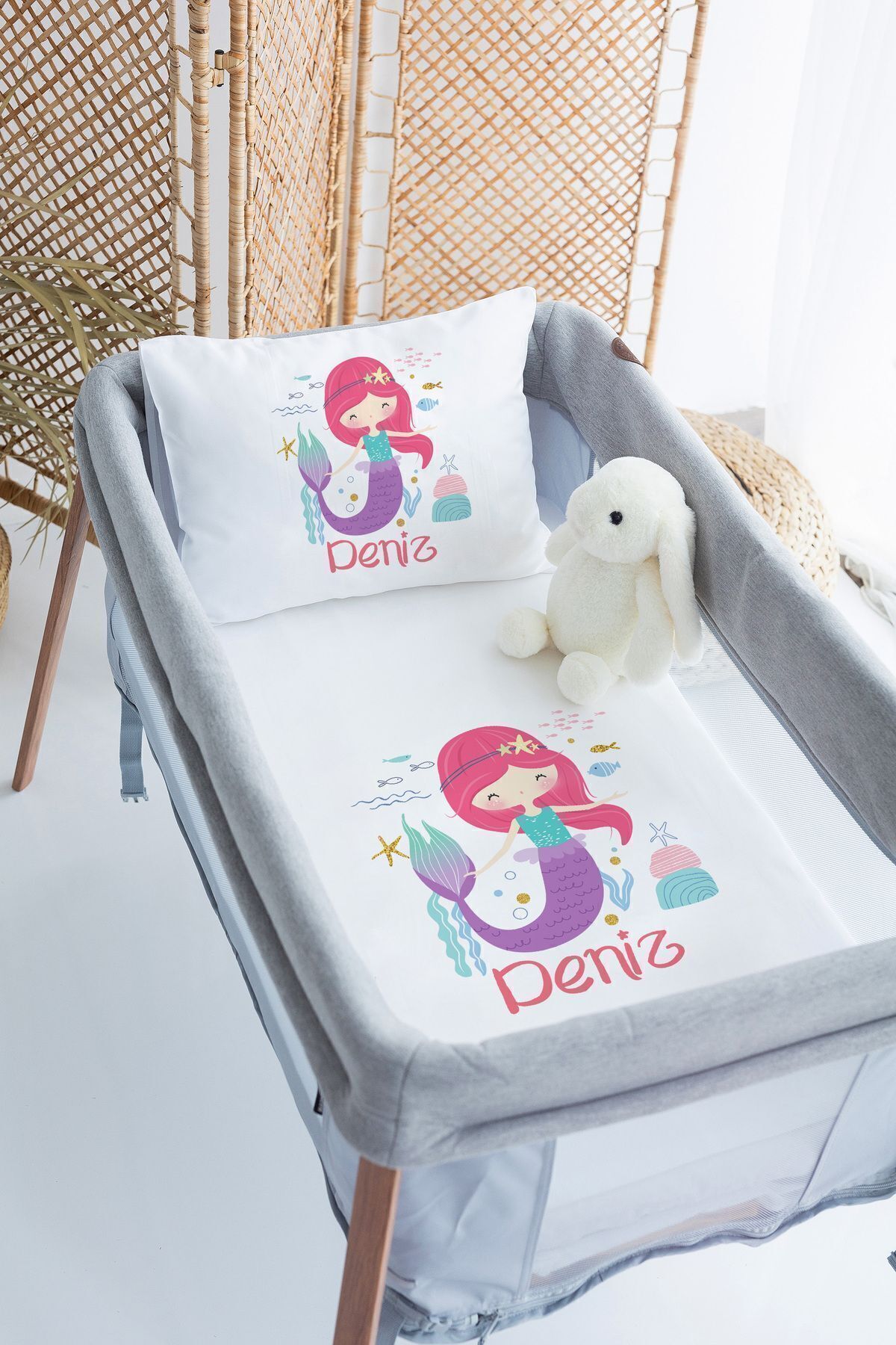 100% Cotton Satin Name Exclusive 70x120 Park Bedding Set Mermaid