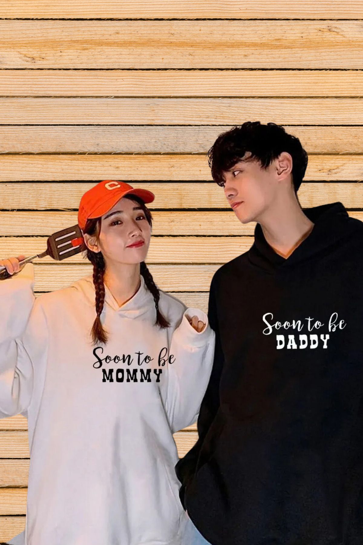 FECCY Pamuklu Kapşonlu Sweatshirt Çift Sevgili Kombinleri Couple Clothing