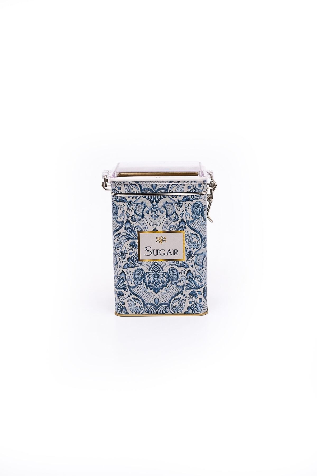 EVLE-Er043-y3 Azulejos Sugar Patterned Rectangular Metal Storage Container 8x10 Cm 2
