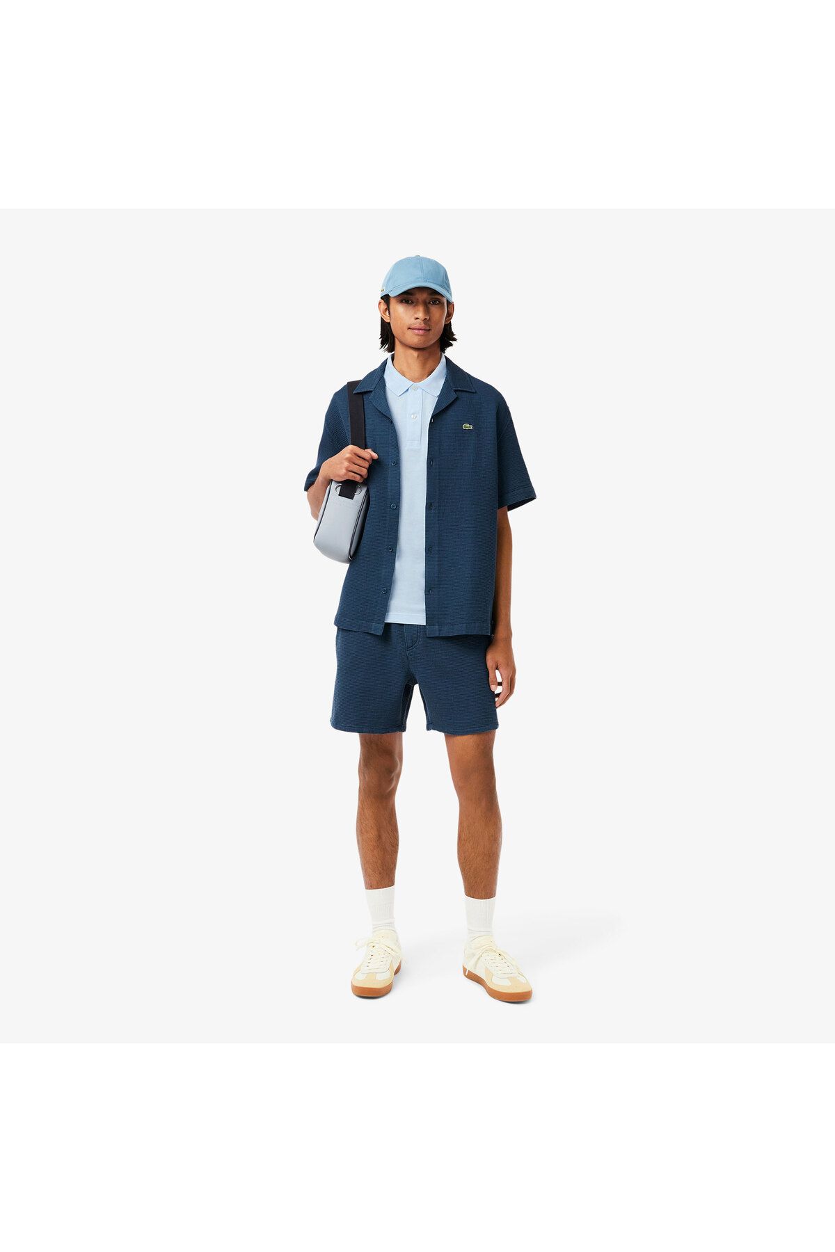 تی شرت یقه پولو آبی مردانه اسلیم فیت L.12.12 روشن Lacoste