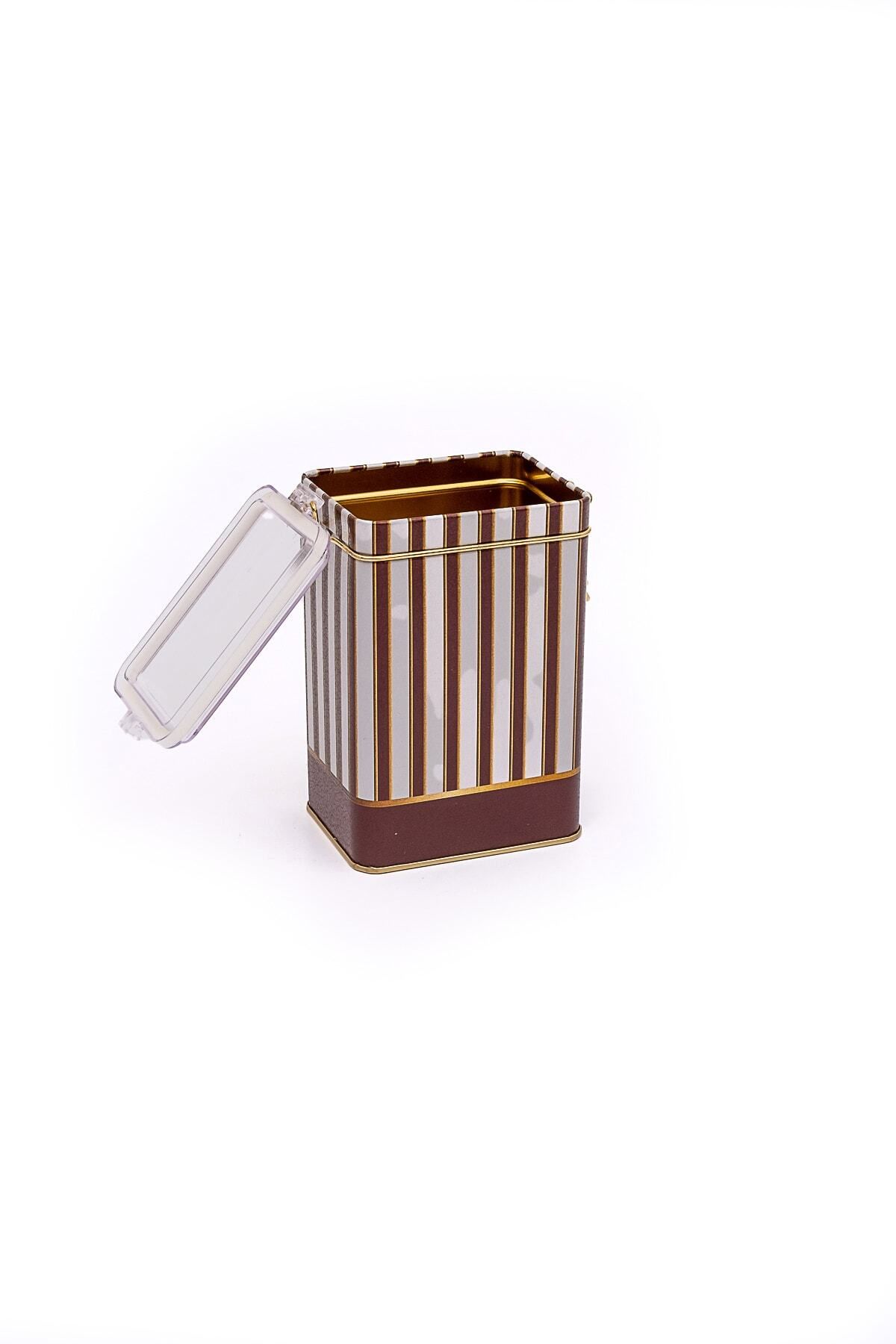 EVLE-Er043-1f Circus Cream Patterned Rectangular Metal Storage Container 8x10 Cm 3