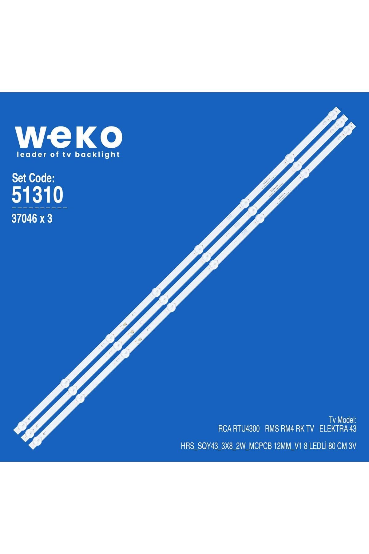 Paarla 6310 37046X3 Hrs_Sqy43_3X8_2W_Mcpcb 12Mm_V1 3 Adet Led Bar