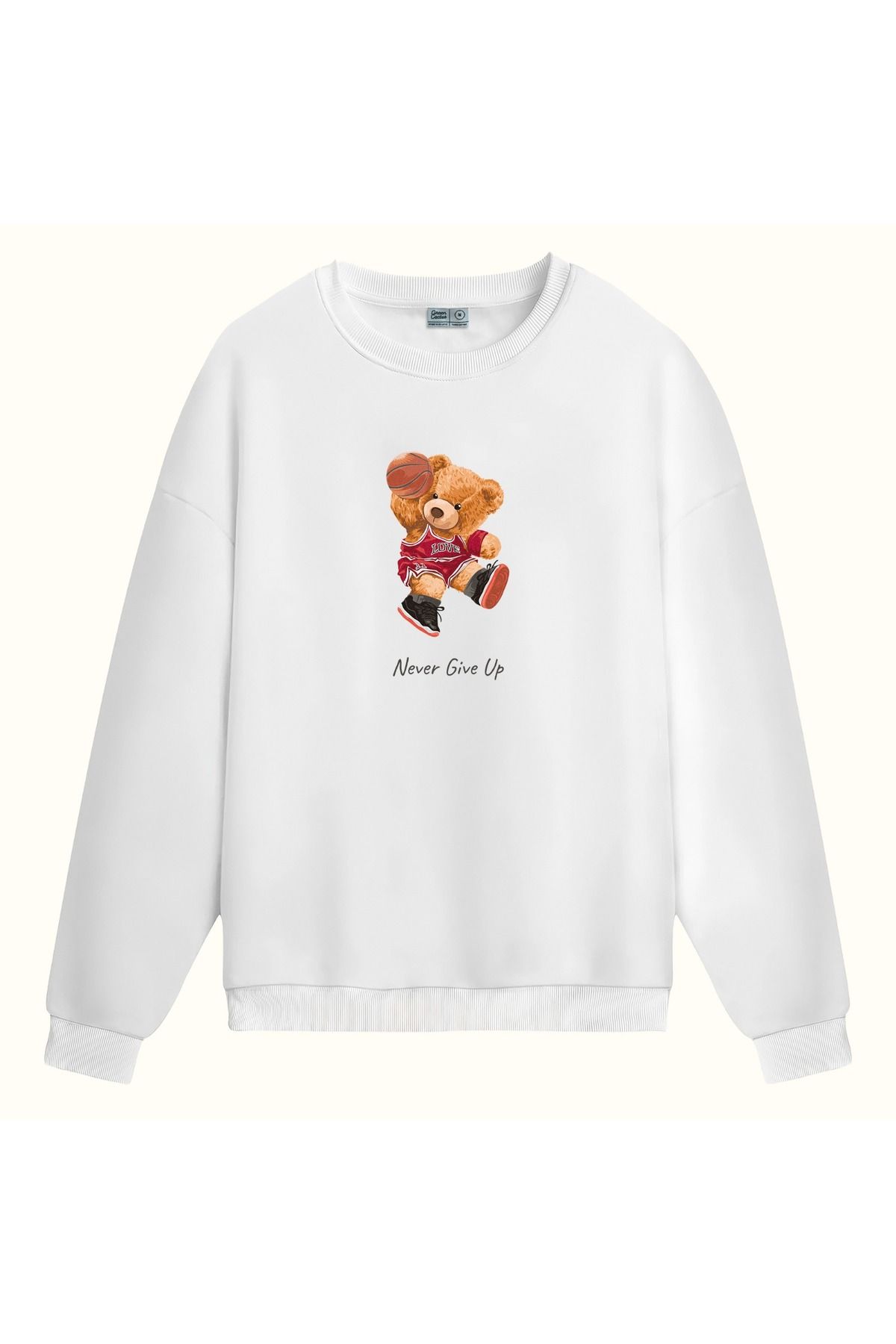 CCwear never give up baskılı bisiklet yaka sweatshirt