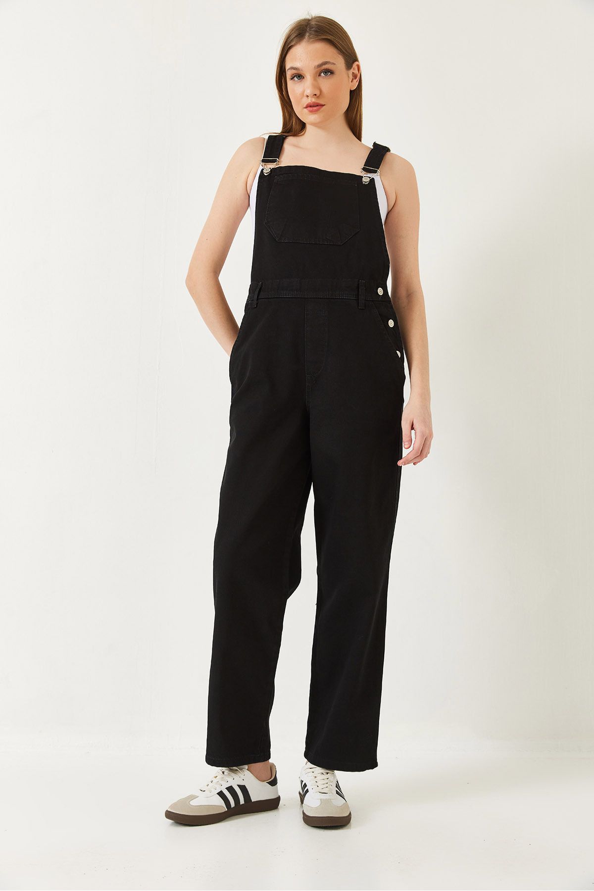 Bianco Lucci-Women's Strap Bag Pocket Long Denim Salopet 3