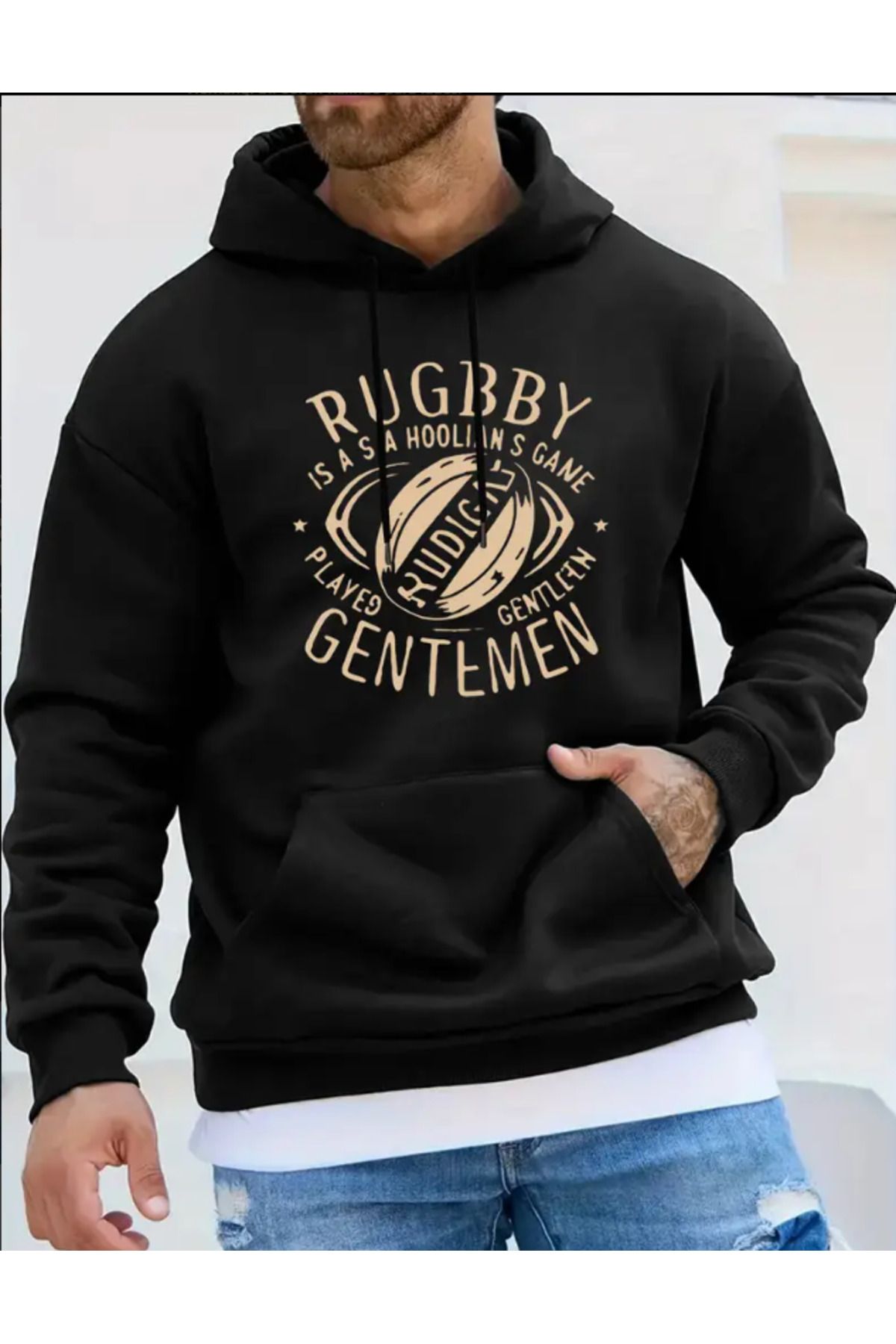 Marco Fresco Unisex Rugby Baskılı Sweatshirt