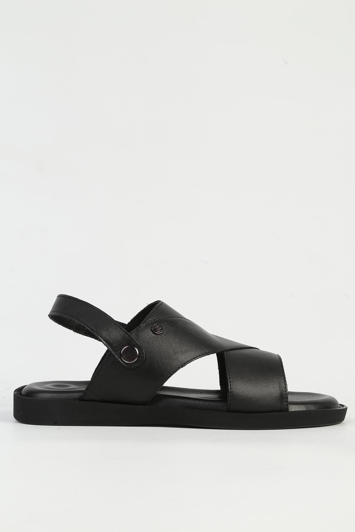 صندل مردانه مشکی چرم اصل PC-7315 Pierre Cardin