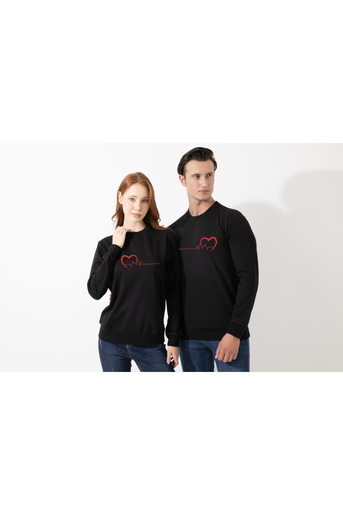 FFM İSTANBUL RİTİM KALP ÇİFT KOMBİNİ SİYAH 2 İPLİK SWEATSHIRT