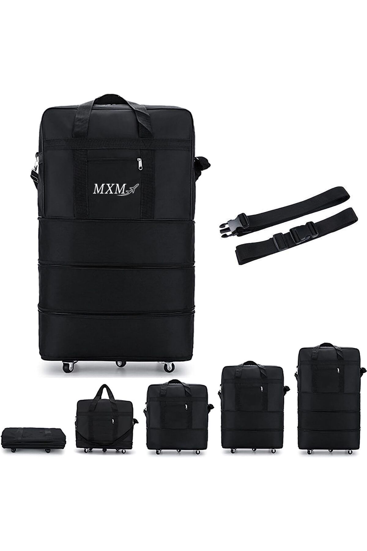 MXM Katlanabilir Tekerlekli Seyahat Bagajı XX-Large 30kg/120L, Su Geçirmez Fermuarlı Duffle Çanta