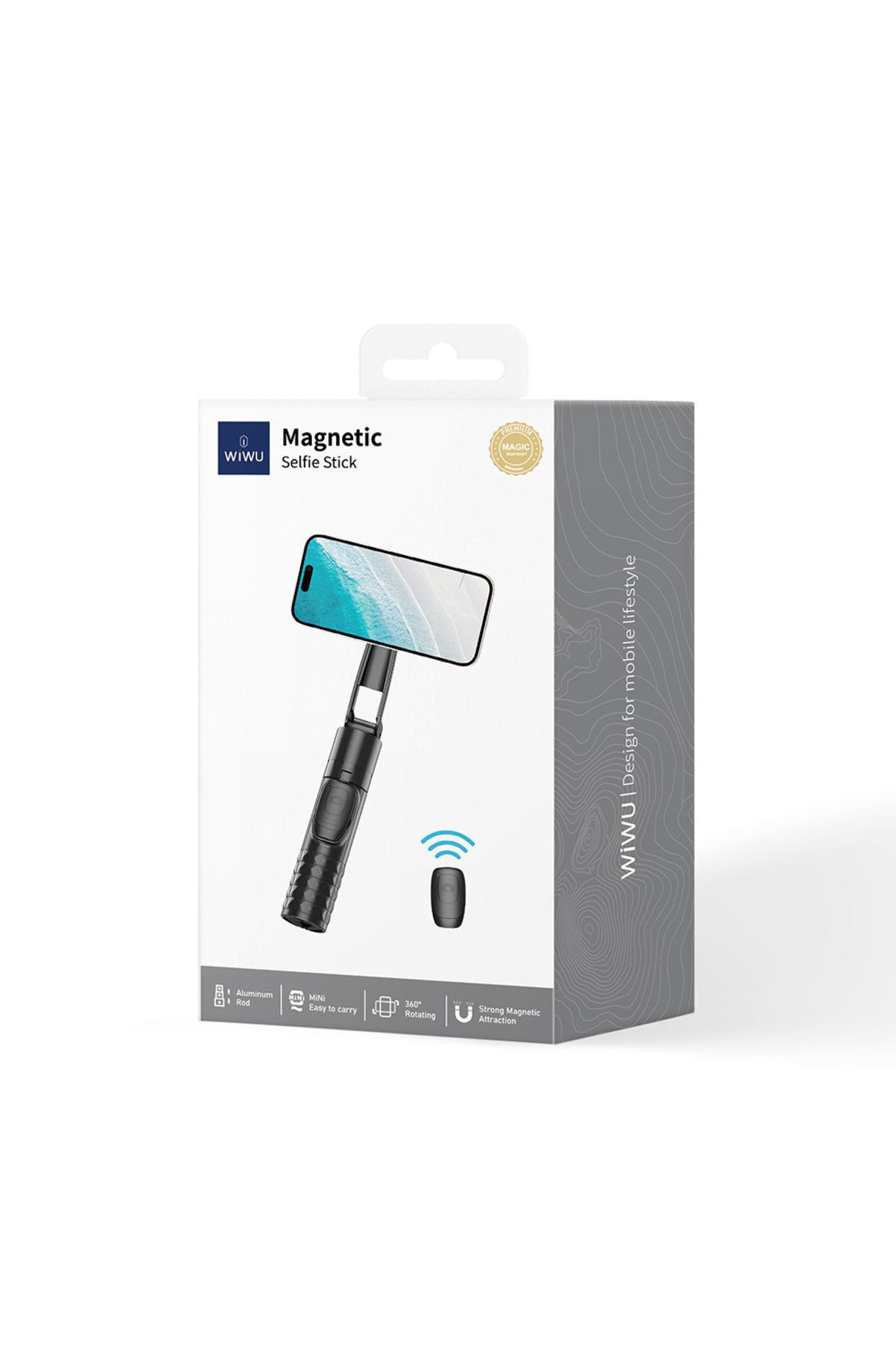 WIWU-Wi-Se014 360 Degree Rotating Remote Control Selfie Stick and Tripod with Magnetic 5