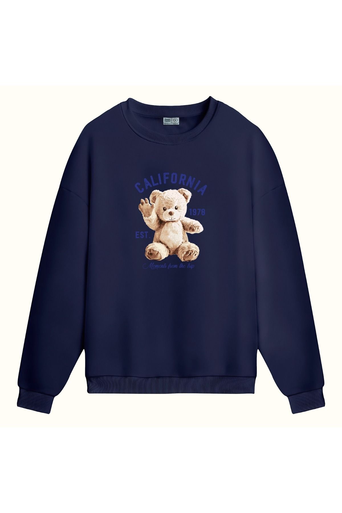 CCwear cute teddy bear baskılı bisiklet yaka sweatshirt