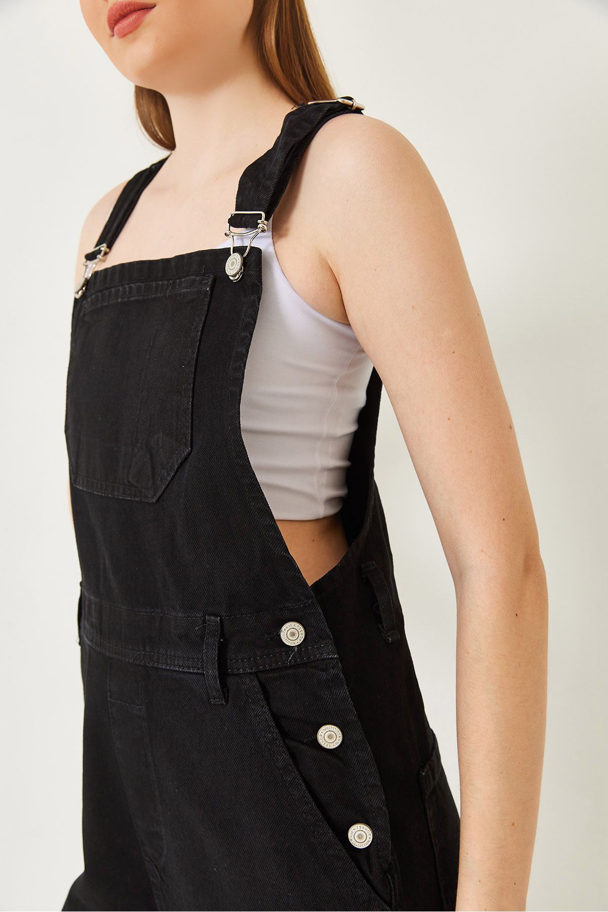 Bianco Lucci-Women's Strap Bag Pocket Long Denim Salopet 6