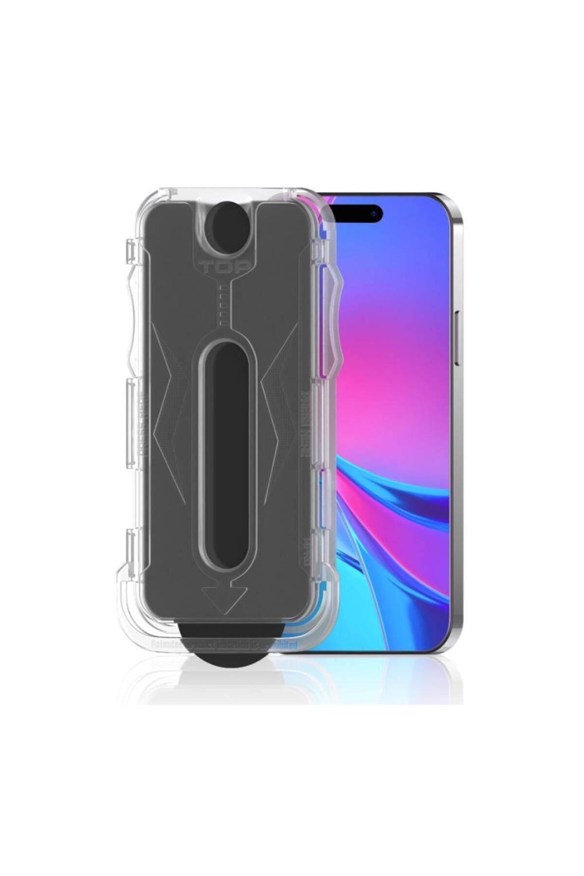 Artoncase iPhone 14 Pro Max Ekran Koruyucu Kolay Uygulama Aparatlı Gizli Temperli Hayalet Cam