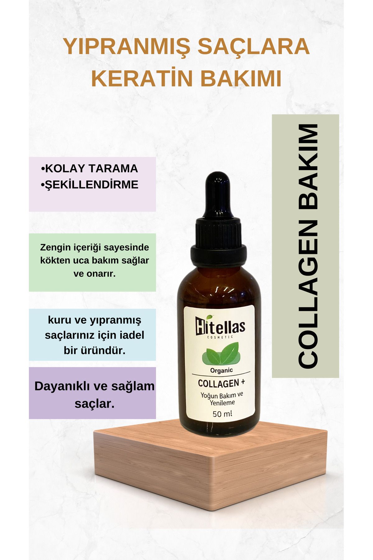 HİTELLAS Doğal collagen / keratin bakımı yıpranmış cansız ve kuru saçlar