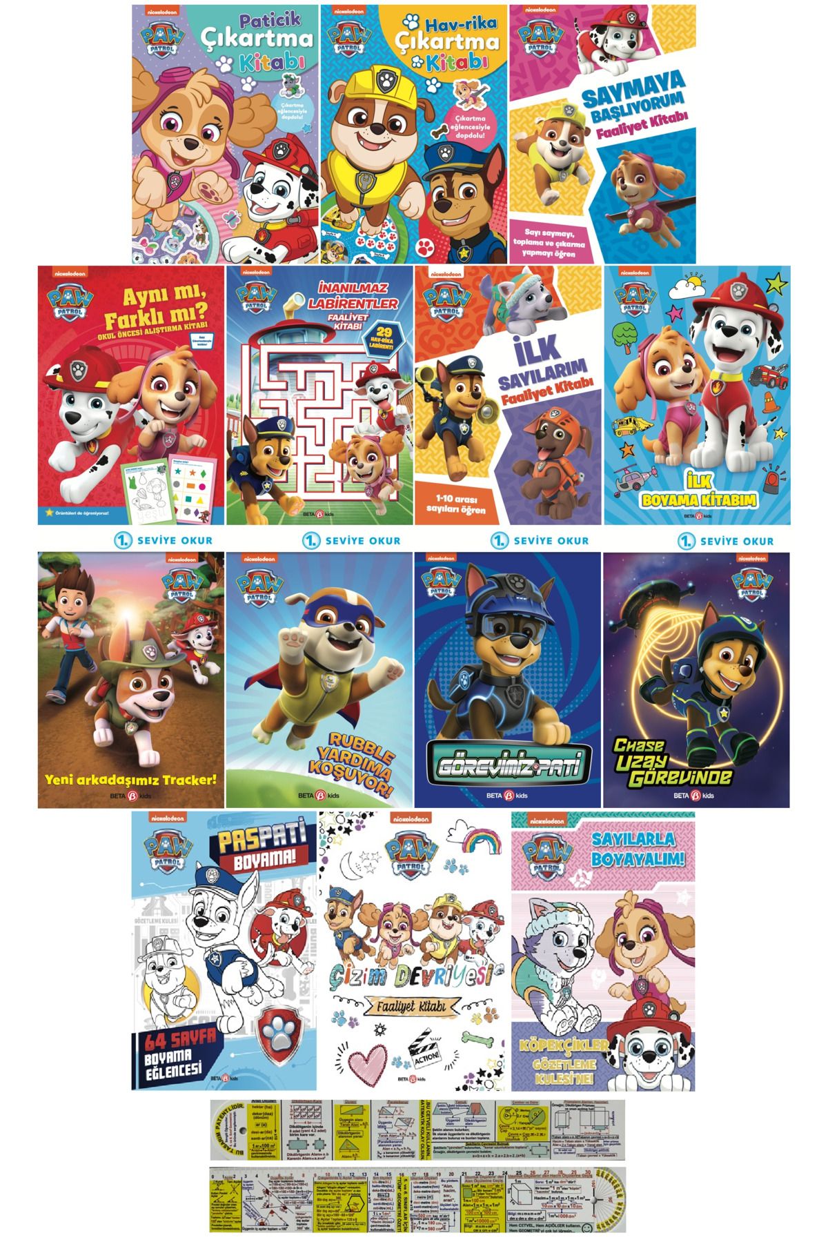 Alfa Yayınları Paw Patrol Çıkartma, Hikaye, Etkinlik, Boyama Kitapları 14'lü Set + Mat. Öğreten Cetvel