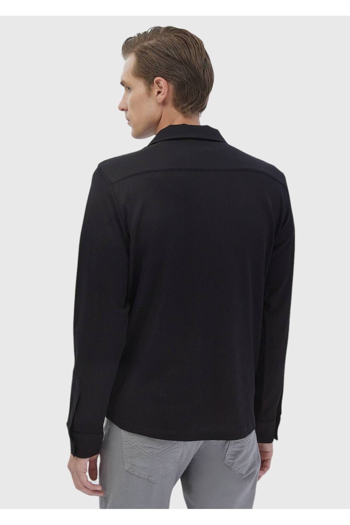 Ramsey-Black Polo Neck Jacquard Sweatshirt 5