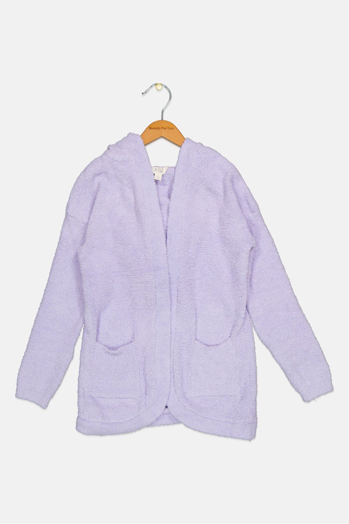 Rumi + Ryder-Kids Girl Hooded Long Sleeve Plain Cardigan, Purple 1