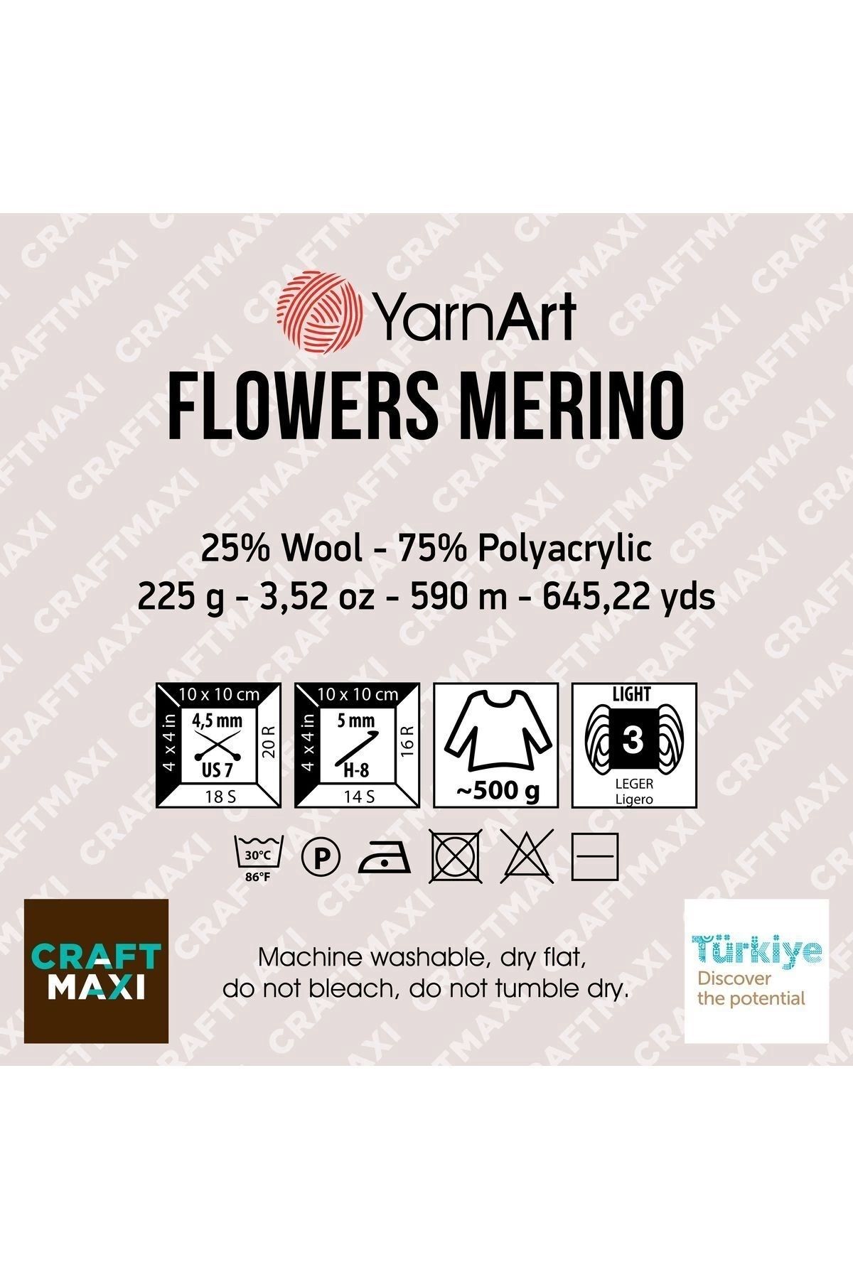 Yarnart-Flori Merıno - Frânghie de tricotat manual Ebruli-546 2