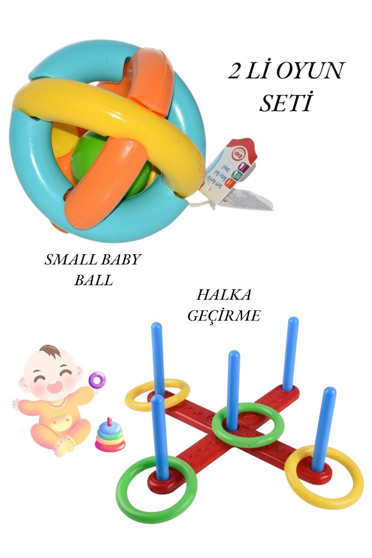 BYCEGU 2' LÜ BEBEK OYUNCAK SETİ HALKA ÇEVİRME OYNU SMALL BABY BALL