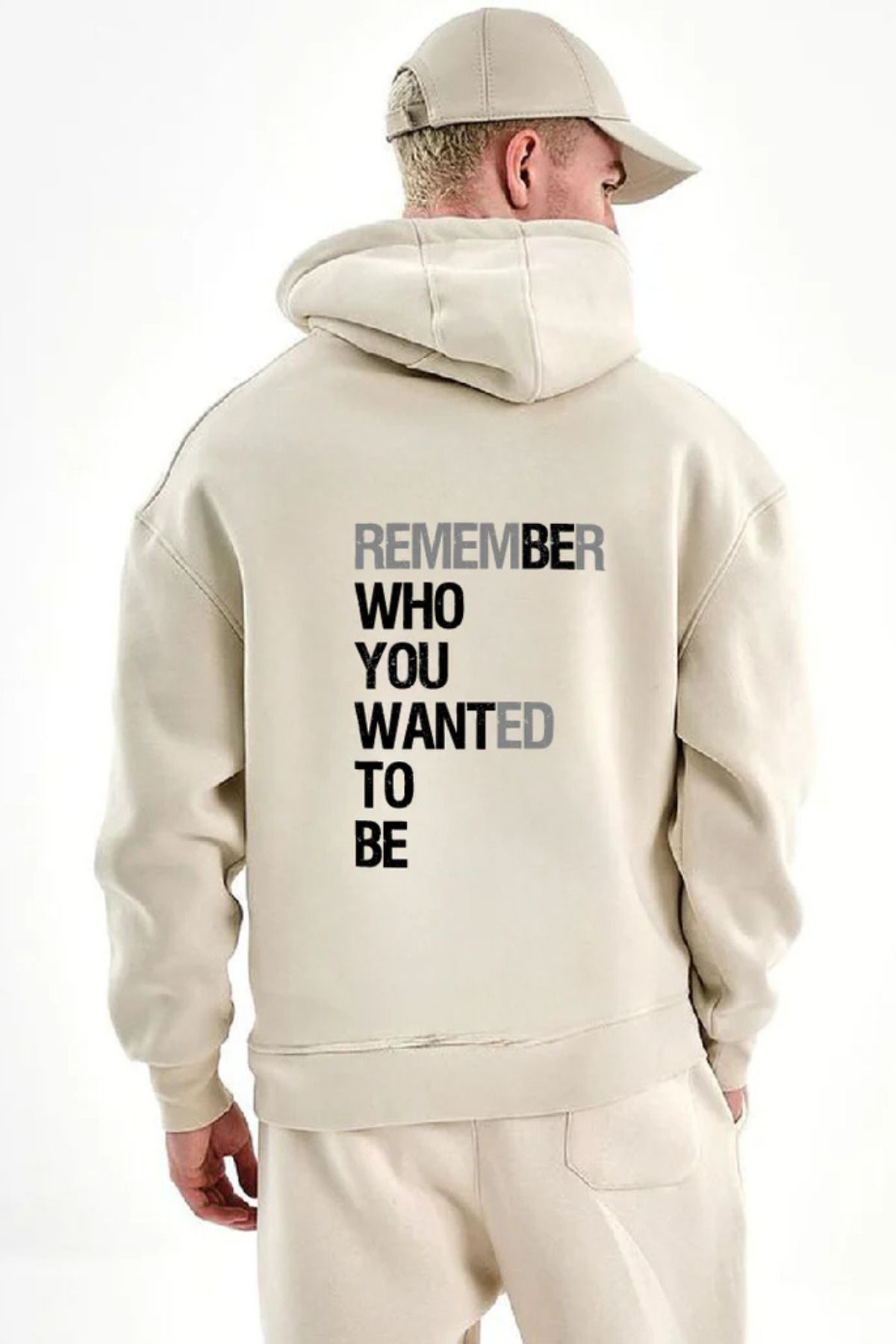 FECCY Pamuklu Remember Baskılı Kapüşonlu Sweatshirt Hoodie