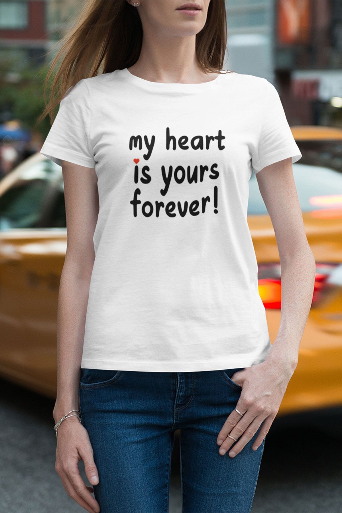 qoeuyl boutique My Heart Is Yours Baskılı Sevgiliye Hediye Doğum Günü Yıldönümü Sevgililer Günü T-Shirt