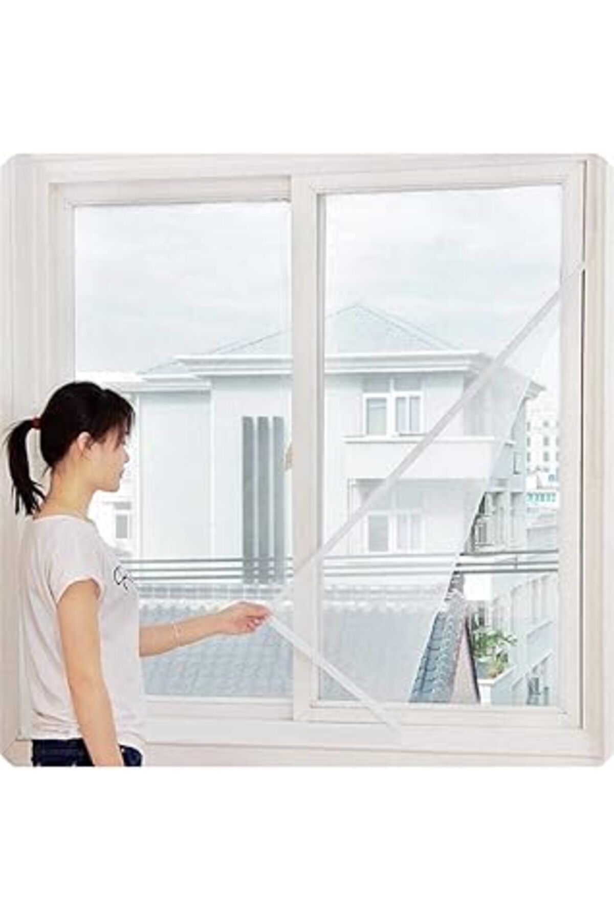 Cırt Bantlı Yapışkanlı 100Cm X 150Cm Kesilebilir Pencere Sinekliği 130 x 150 Yapışkanlı
