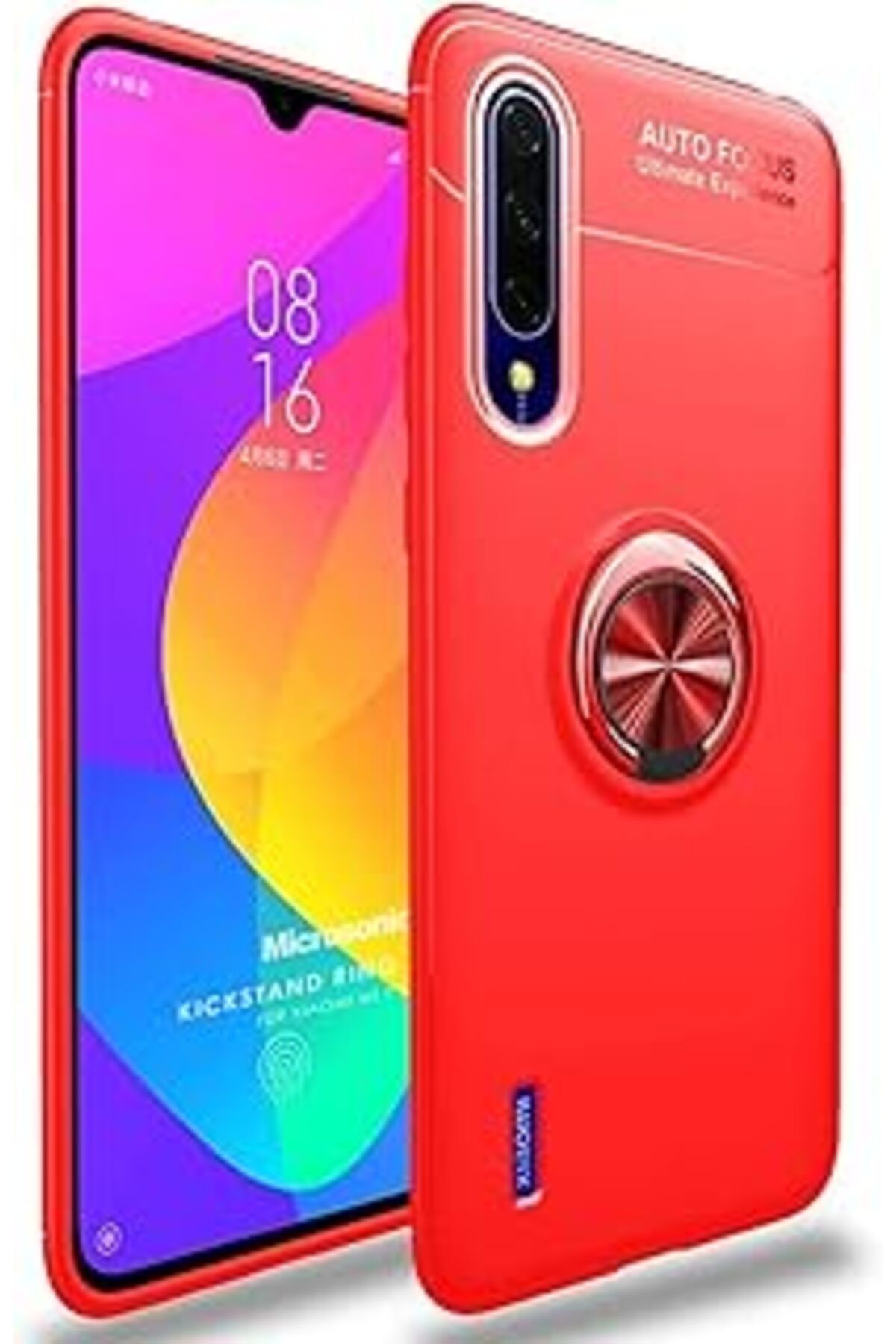 Ceet Markets Mi 9 Lite Için Kılıf Kickstand Ring Kırmızı [Mi 9 Lite Ile Uyumlu Kılıf -