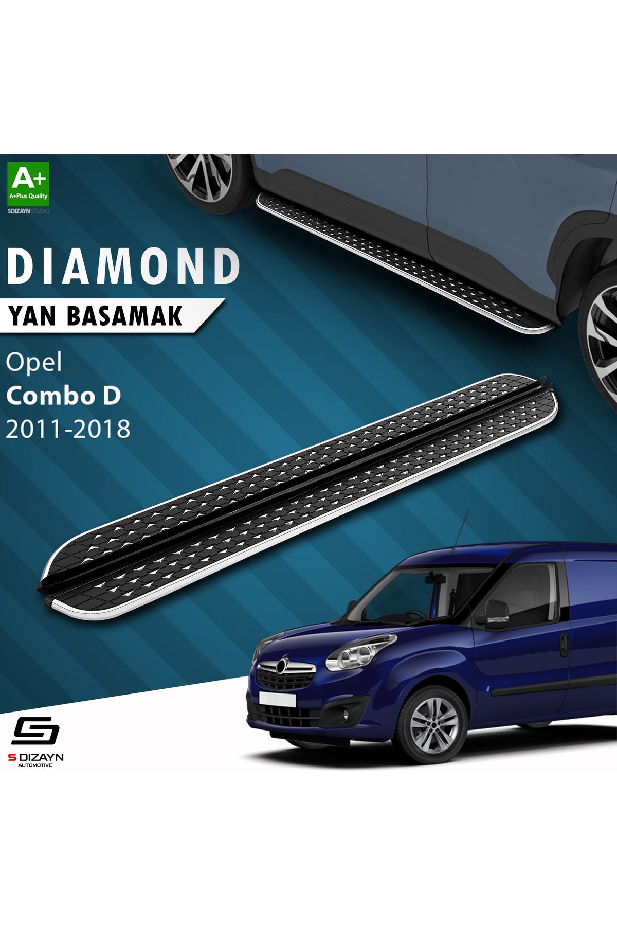 Life Tuning S-Dizayn Opel Combo D Uzun Şase Diamond Krom Yan Basamak 223 Cm 2011-2018 A+ Kalite