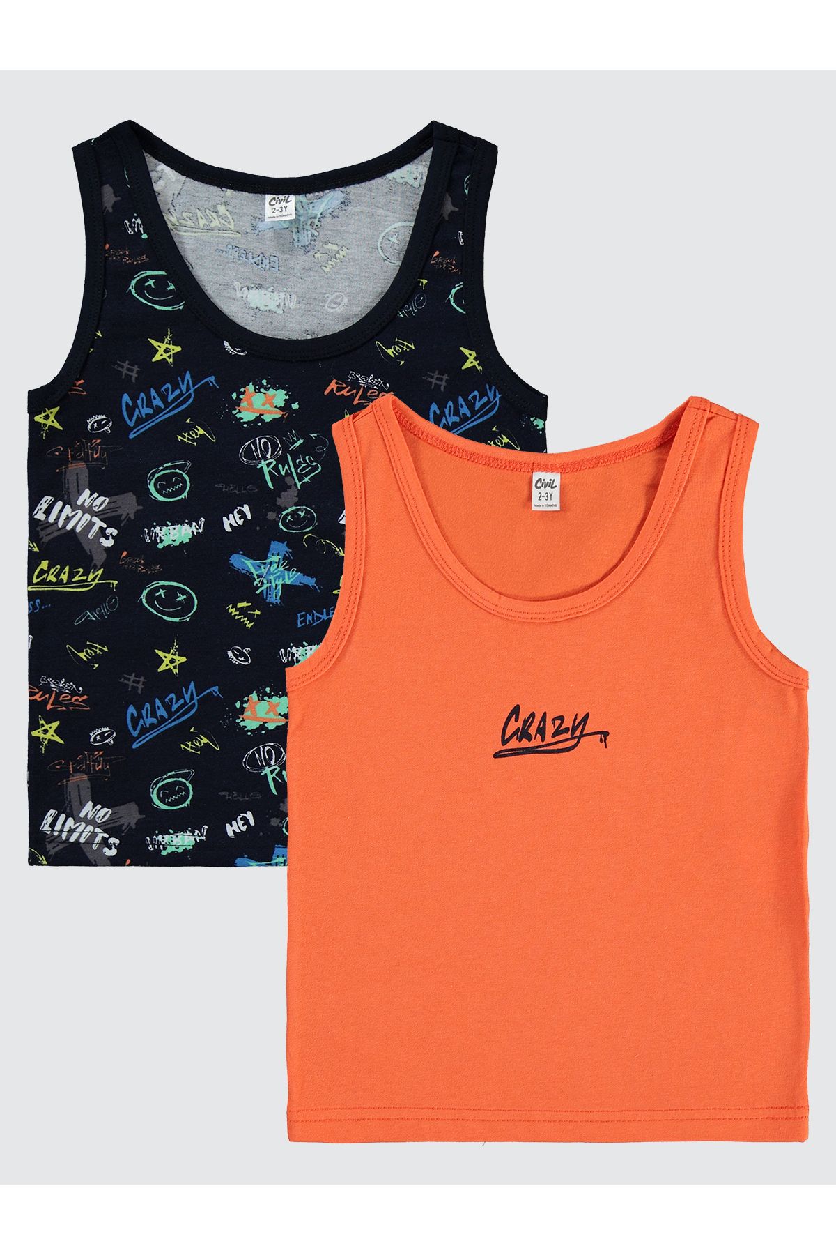 Civil Boys-Orange 2-Piece Tank Top Set for Boys 2-10 Years Old 1