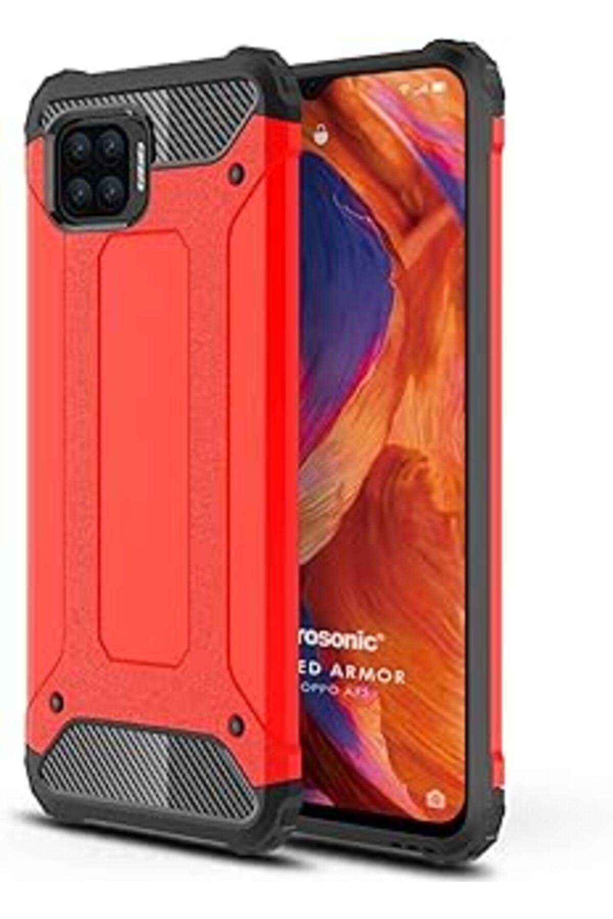 Ceet Markets Oppo A73 Için Kılıf Rugged Armor Kırmızı [A73 Ile Uyumlu Kılıf - Kırmızı]