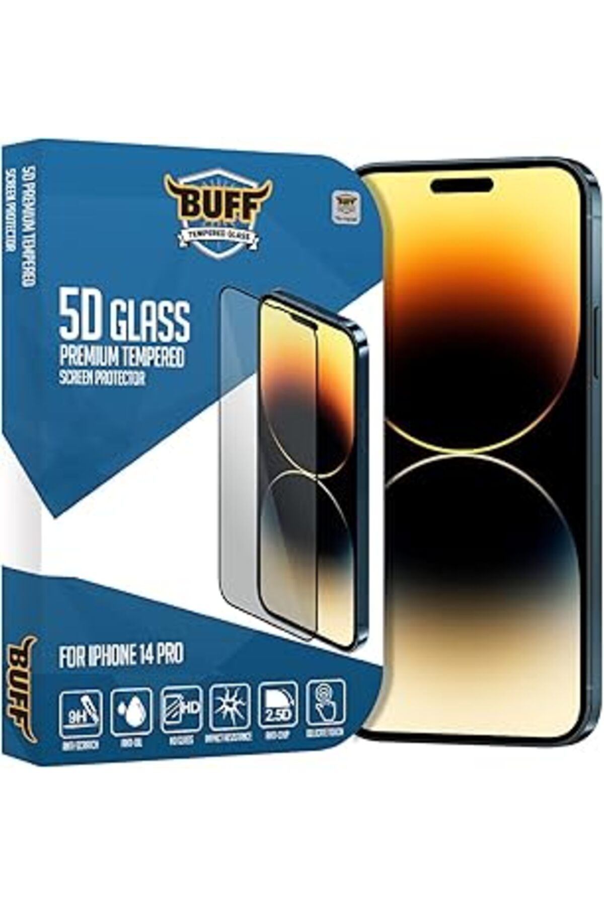 Ceet Markets Buff Iphone 14 Pro 5D Glass Ekran Koruyucu, Çok Renkli