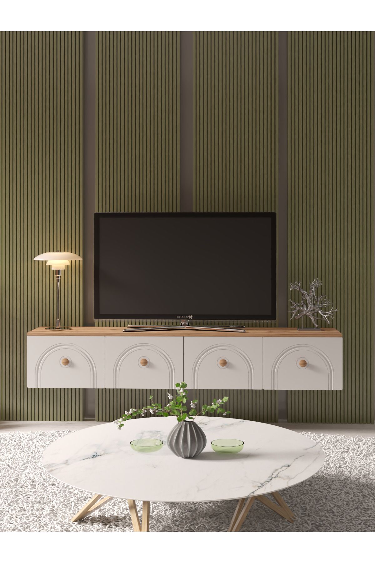 Platinreyon BOHEM 180 CM 4 KAPAKLI DUVAR TV ÜNİTESİ  MDF KAPAK