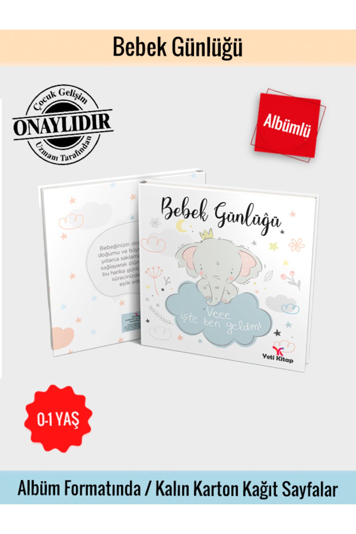 yeti kitap Bebek Albümü, Bebek Günlüğü, Bebek Güncesi, Gelişim Günlüğü "Doğumdan İlk Adımlara Kadar"