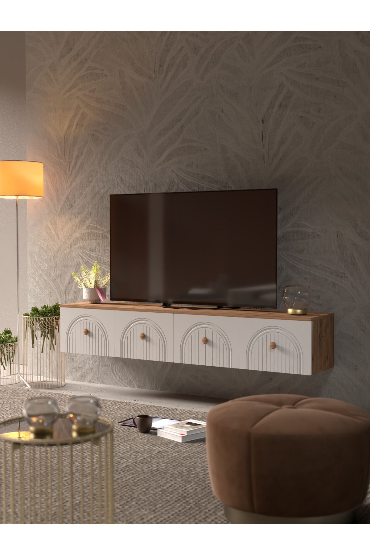 Platinreyon BOHEM 180 CM 4 KAPAKLI DUVAR TV ÜNİTESİ  MDF KAPAK