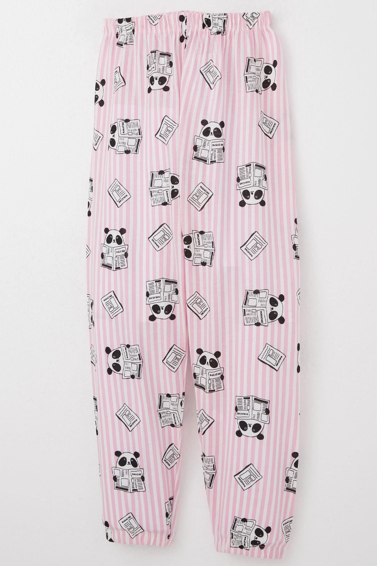 Breeze-Pink Panda Patterned Girl's Pajama Set - Magazine Cute, 4-8 Years Old 7