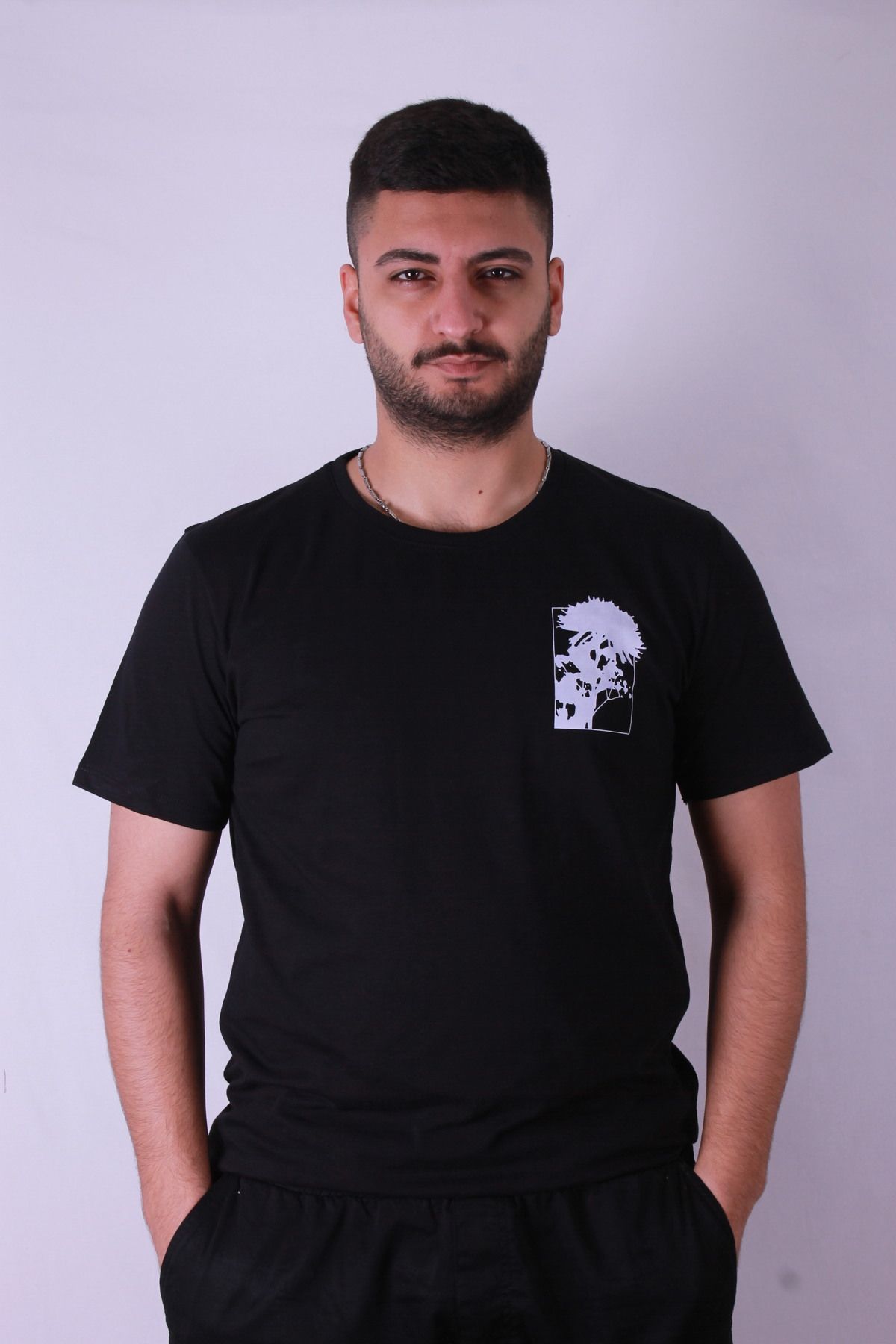 trender Yosun Baskılı Siyah Erkek T-Shirt Tr-06